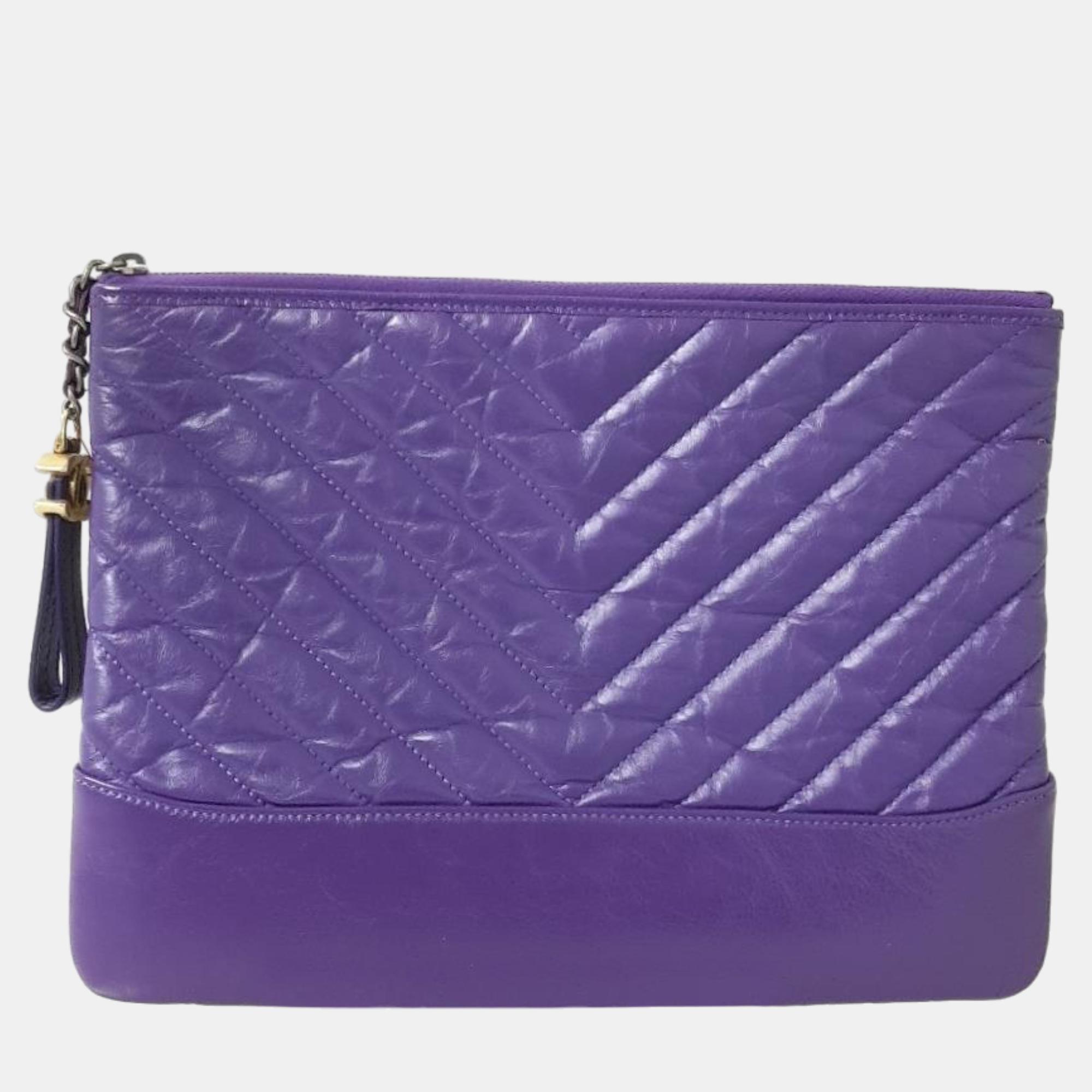 Chanel purple vintage gabrielle clutch