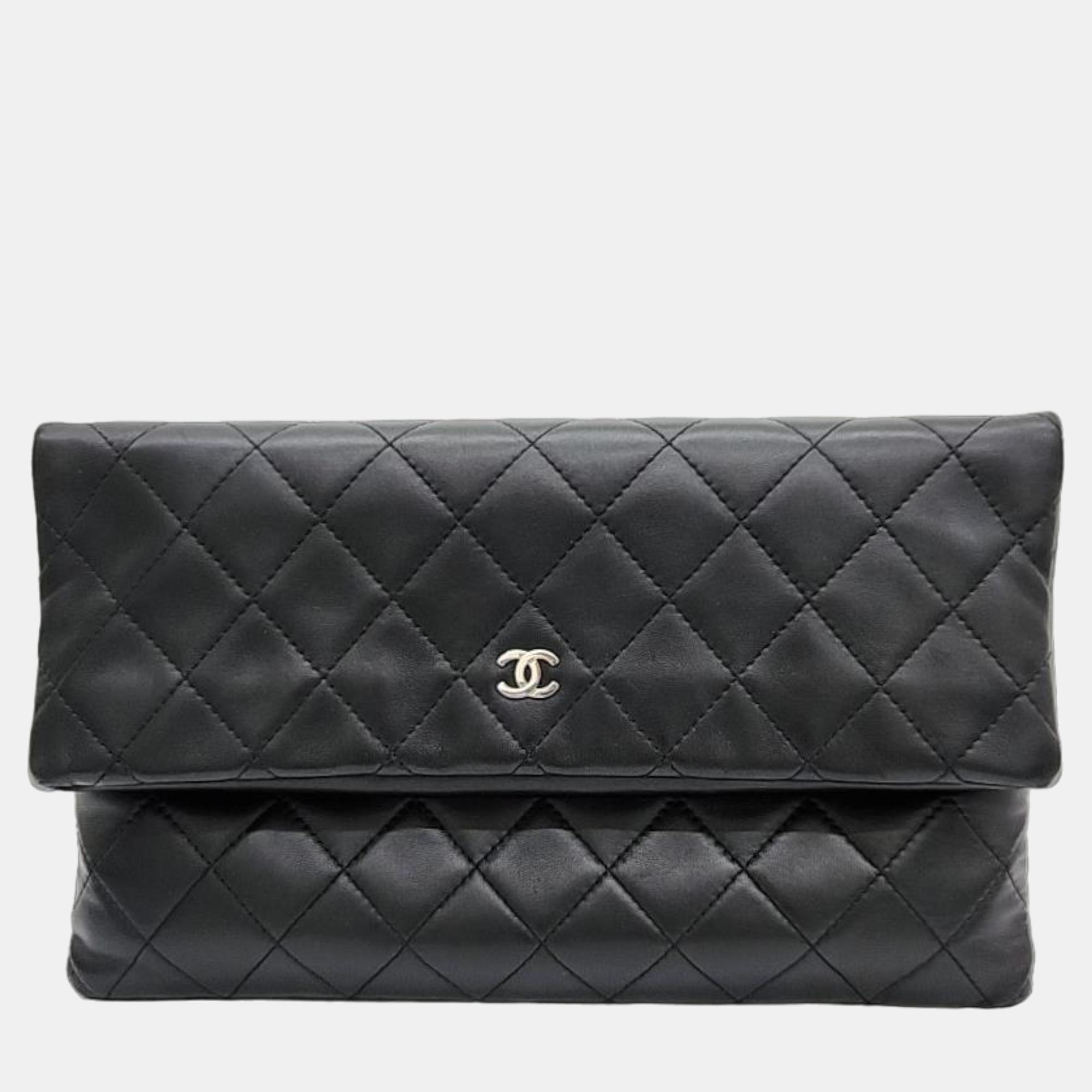 Chanel Black Leather CC Clutch