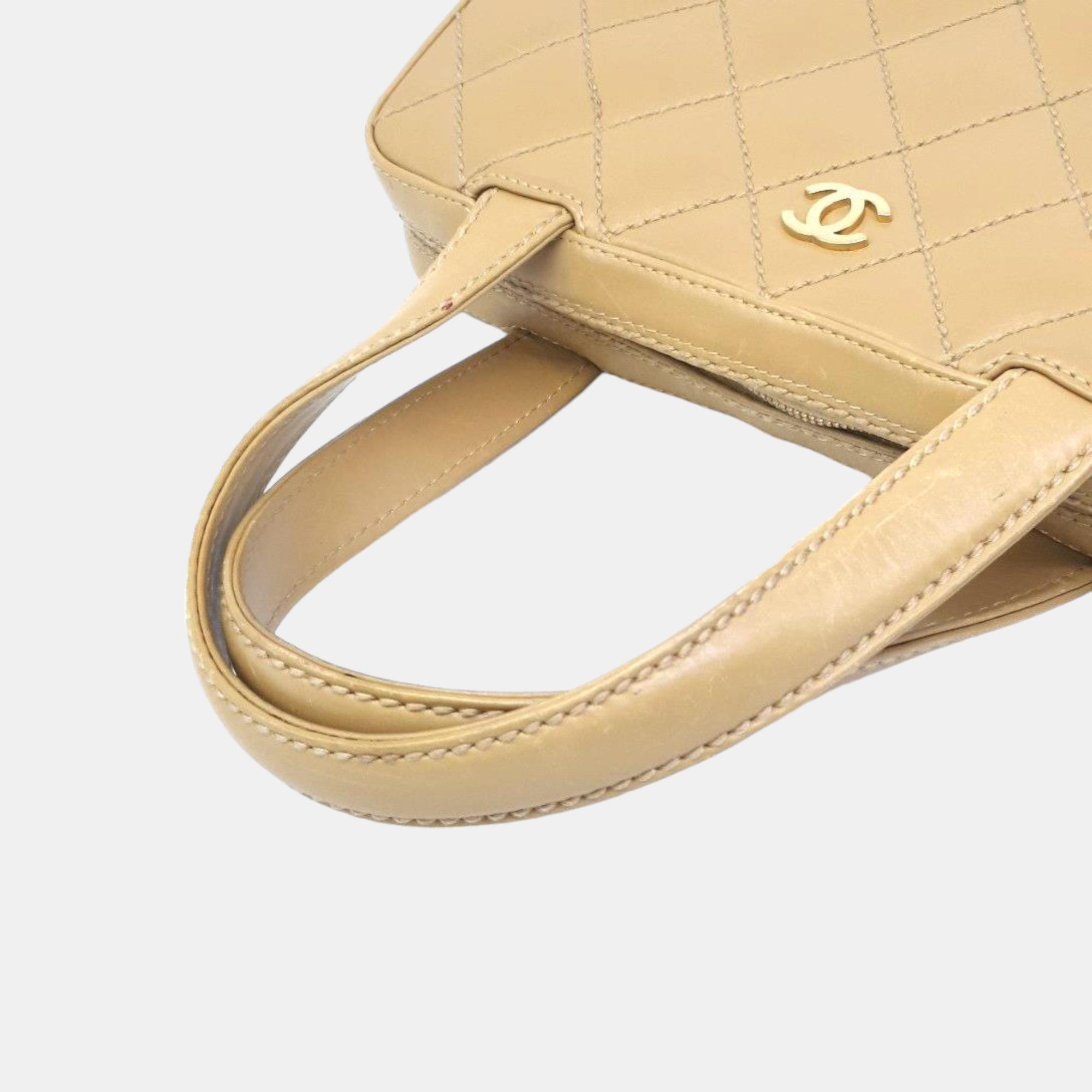 Chanel Beige Leather Wild Stitch Shoulder Bag