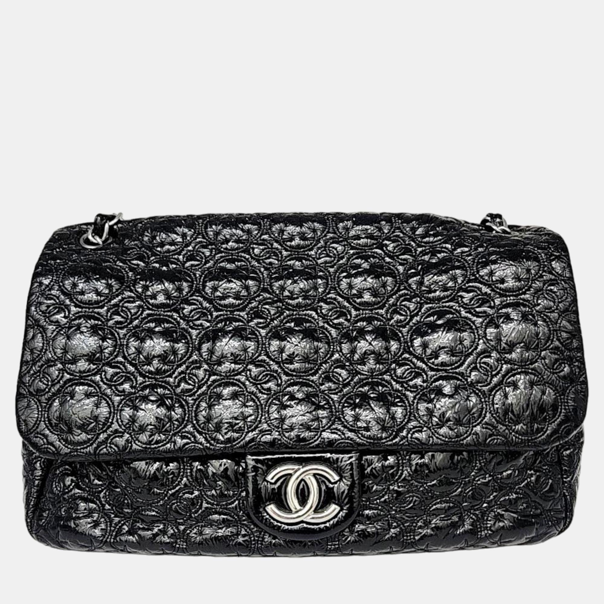 Chanel Black Patent Leather Paris-Moscou Rock In Moscou Flap Bag