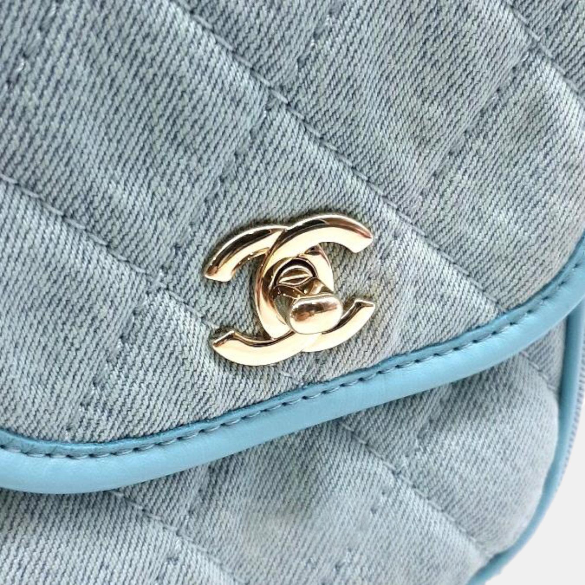 Chanel Blue Fabric CC Mini Messenger Bag