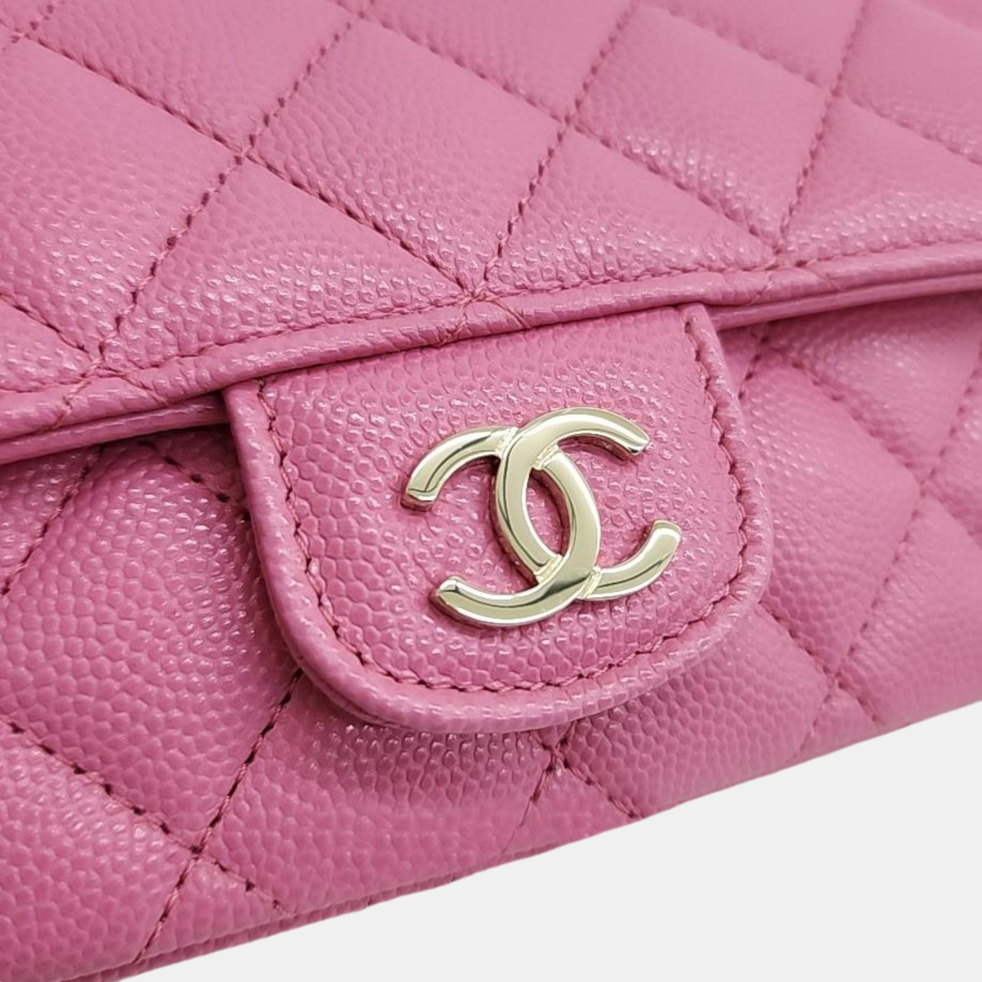 Chanel Pink Leather Flap Phone Holder Crossbody Bag
