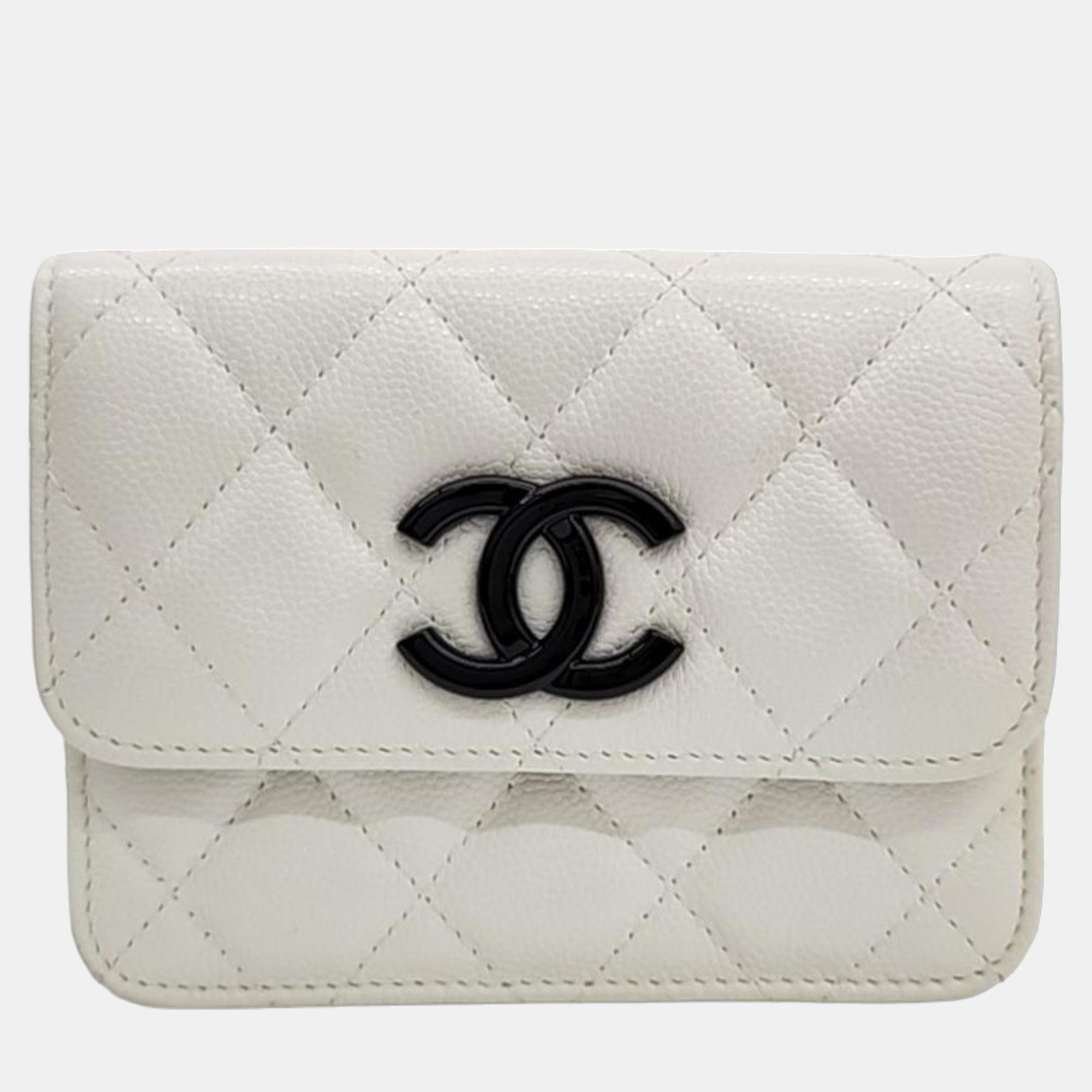 Chanel White Leather CC Belt Bag