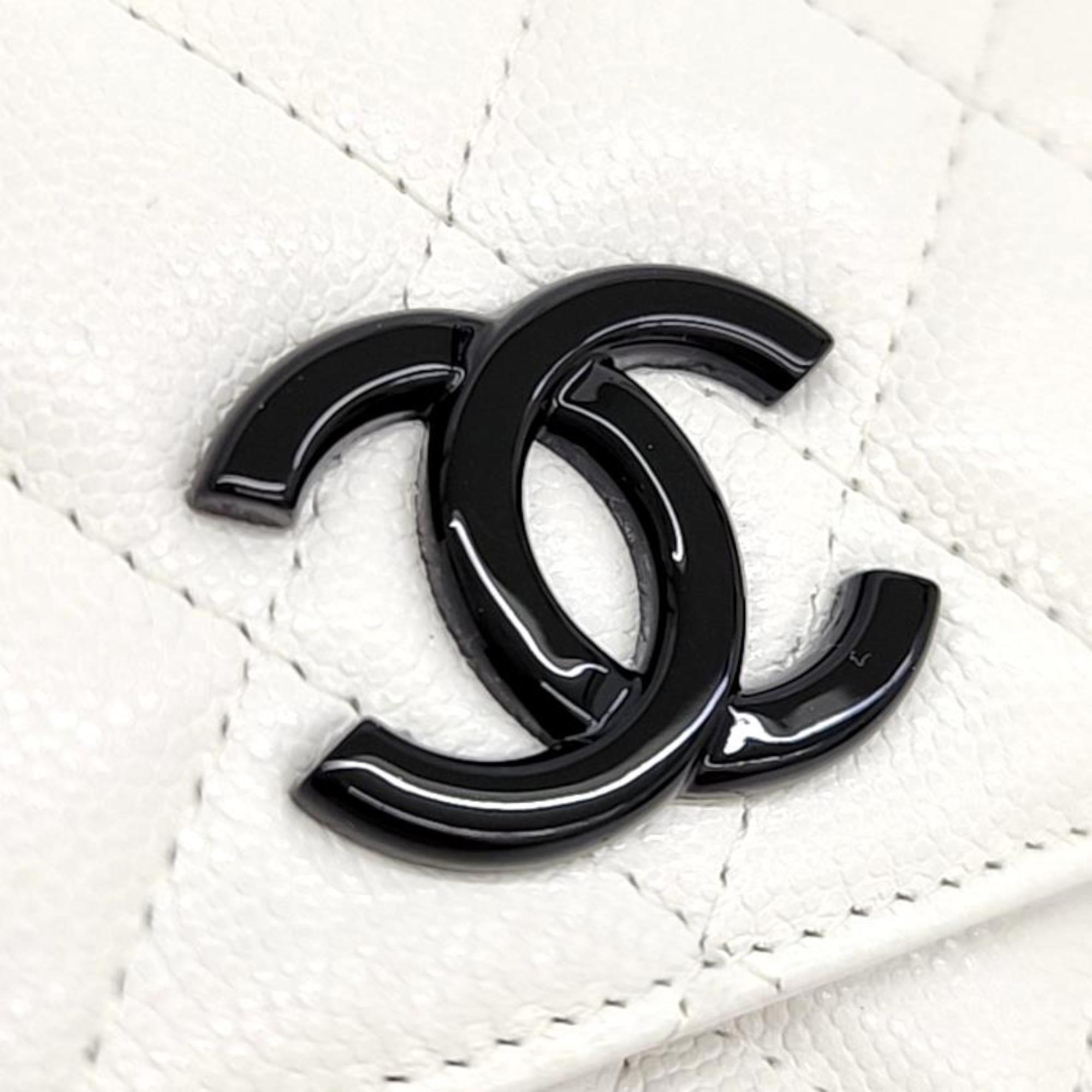 Chanel White Leather CC Belt Bag