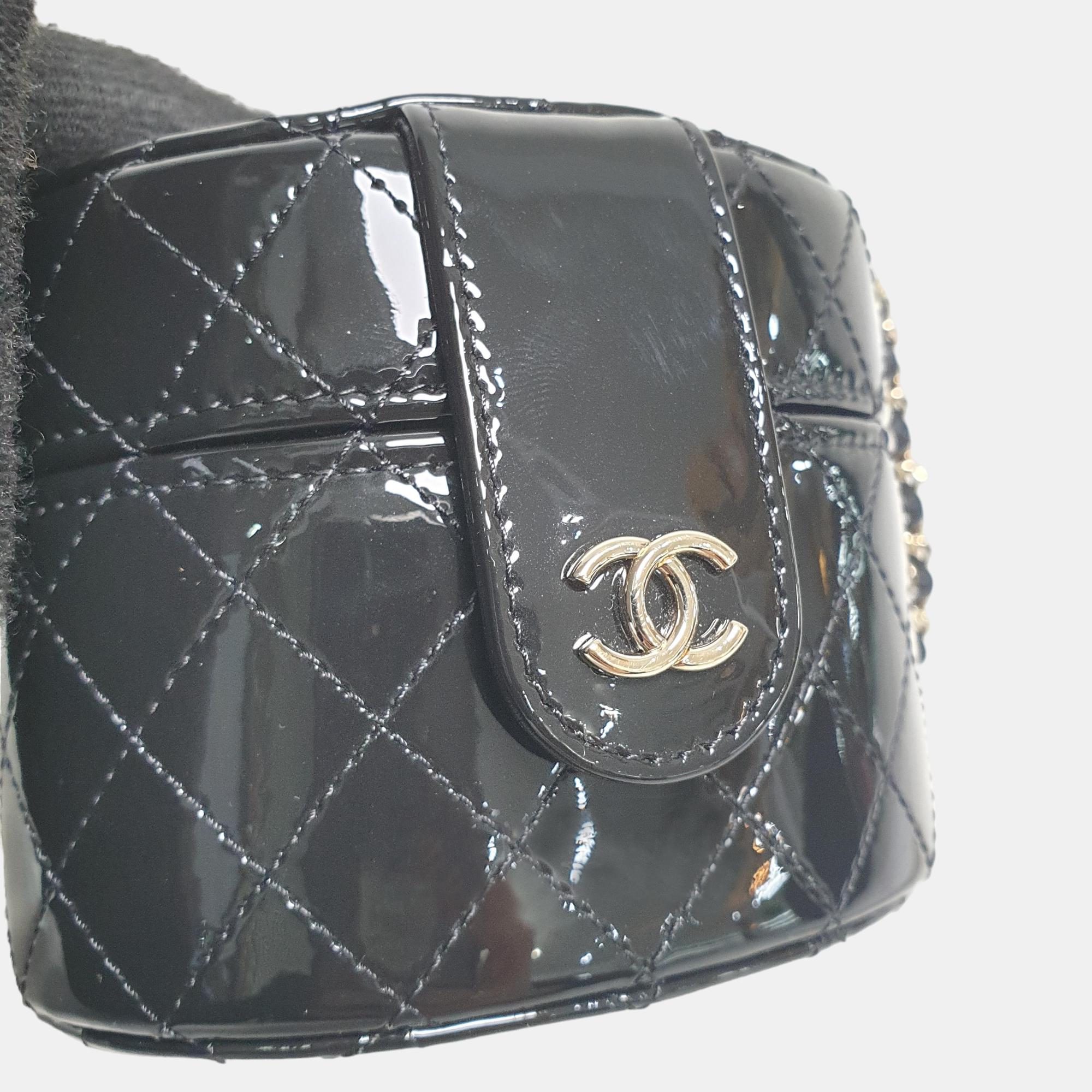 Chanel Black Patent Leather Mini Vanity Case