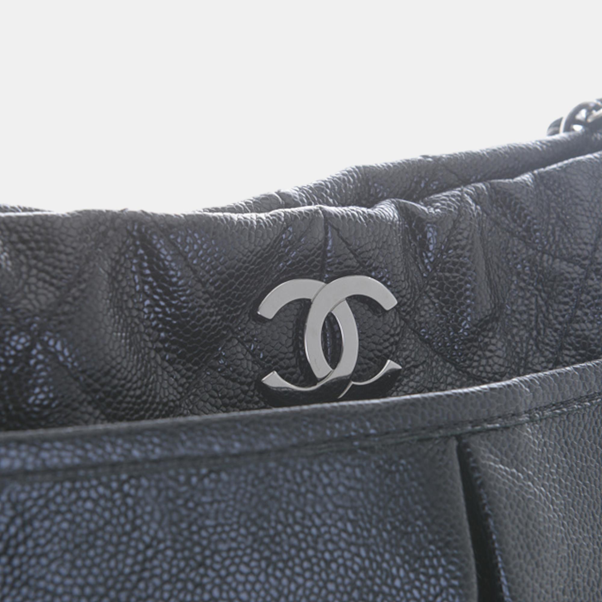 Chanel Black Leather Natural Beauty Tote Bag