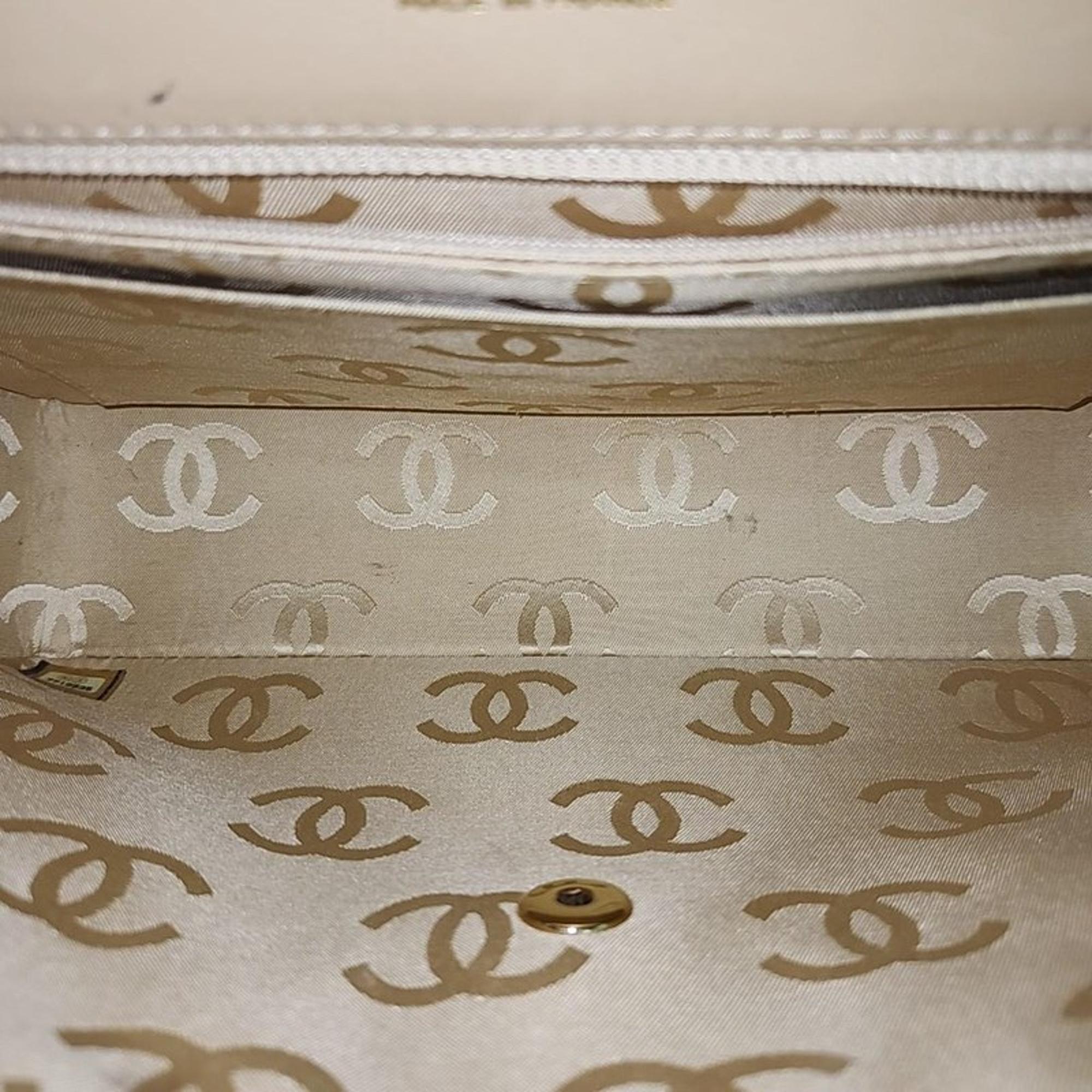 Chanel Beige Leather Medium Wild Stitch Flap Bag