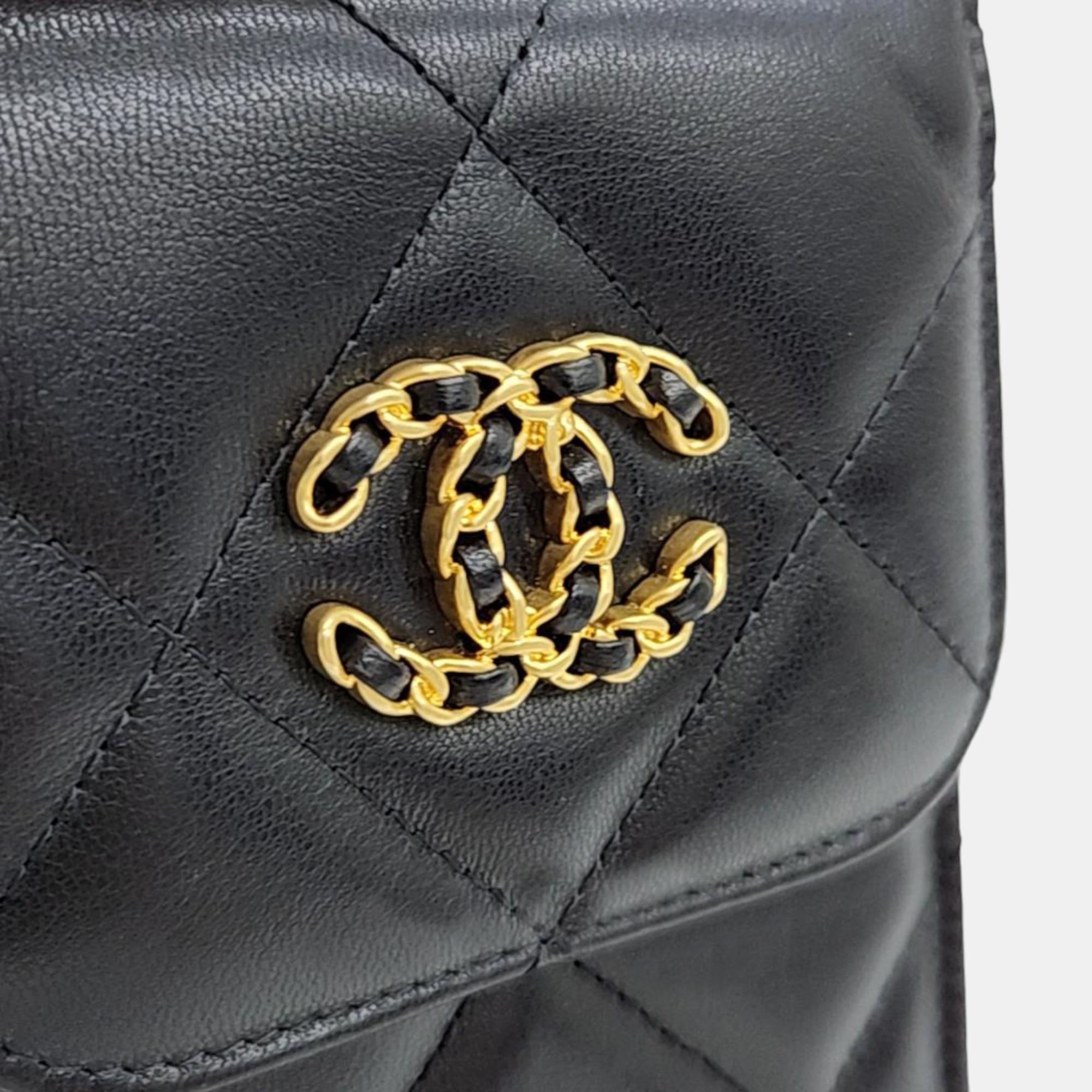 Chanel Black Leather 19 Phone Holder Flap Bag