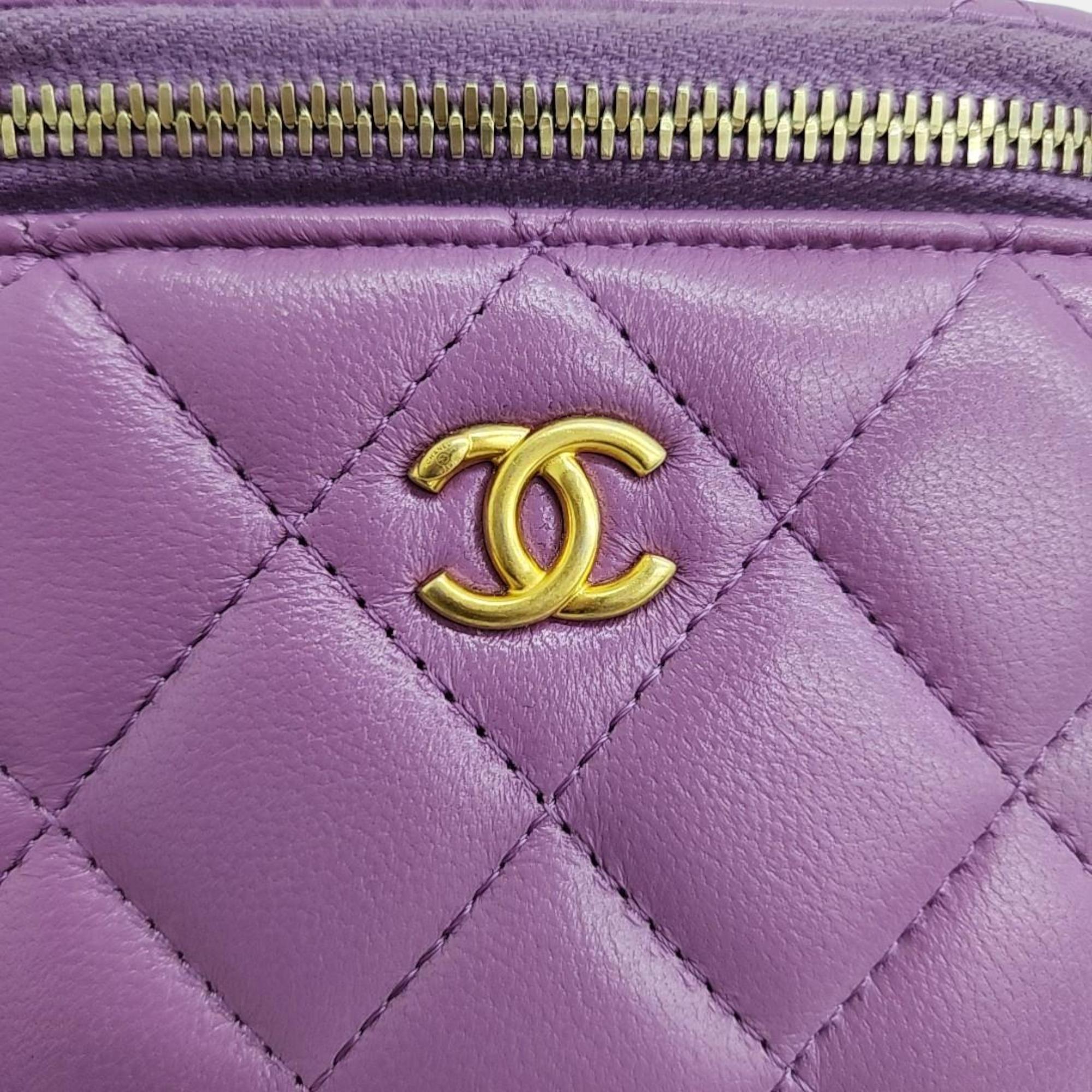 Chanel Purple Caviar Leather Mini Vanity Case Shoulder Bag