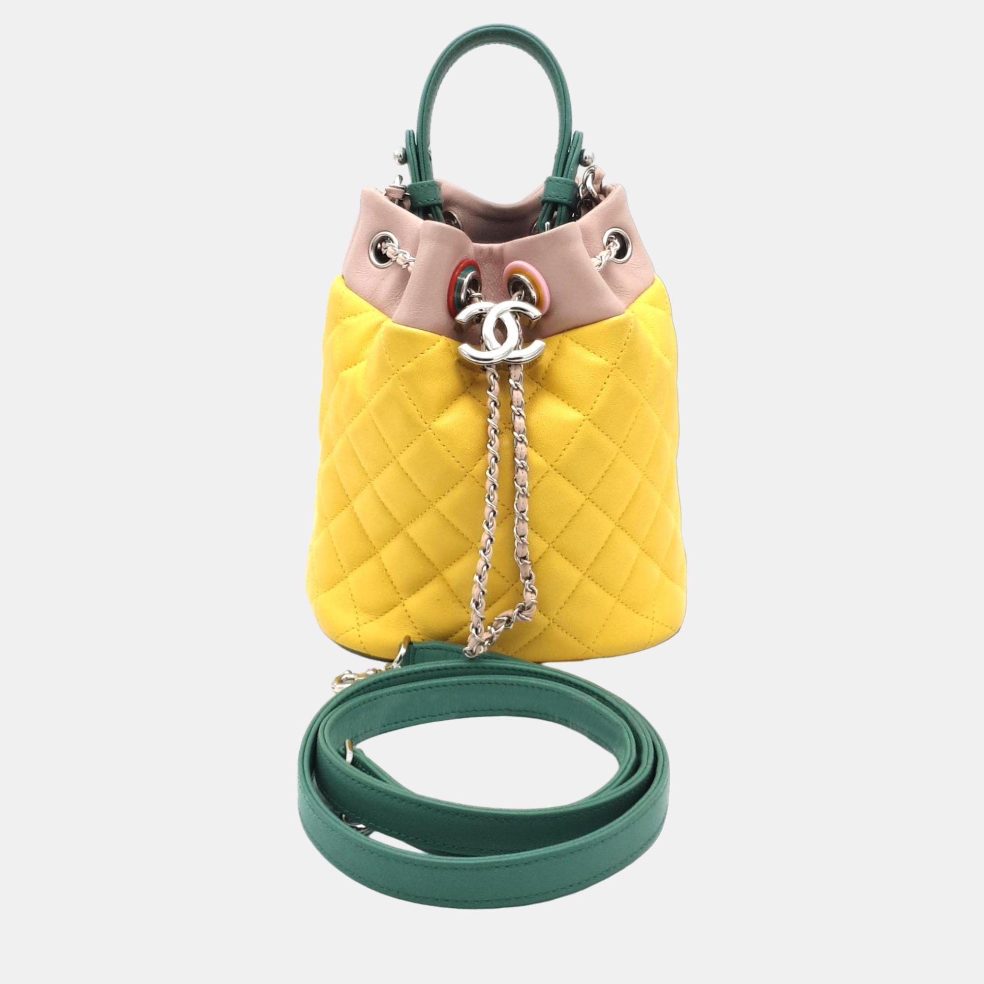 Chanel Multicolour Leather CC Bucket Bag