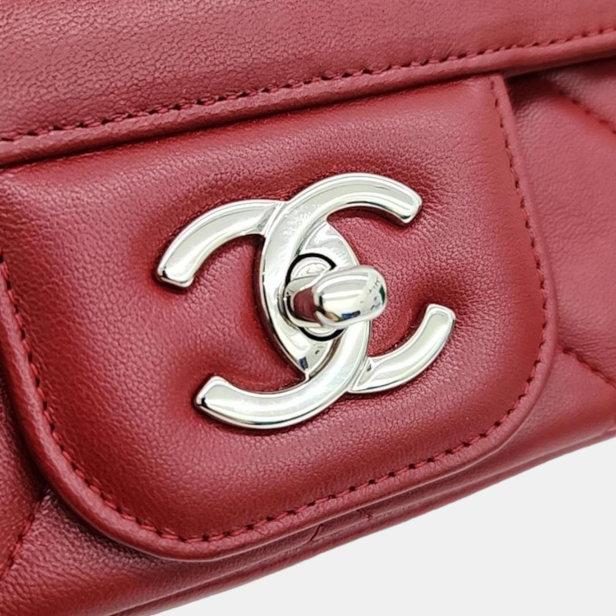 Chanel Red Leather Coco Rider Flap Bag