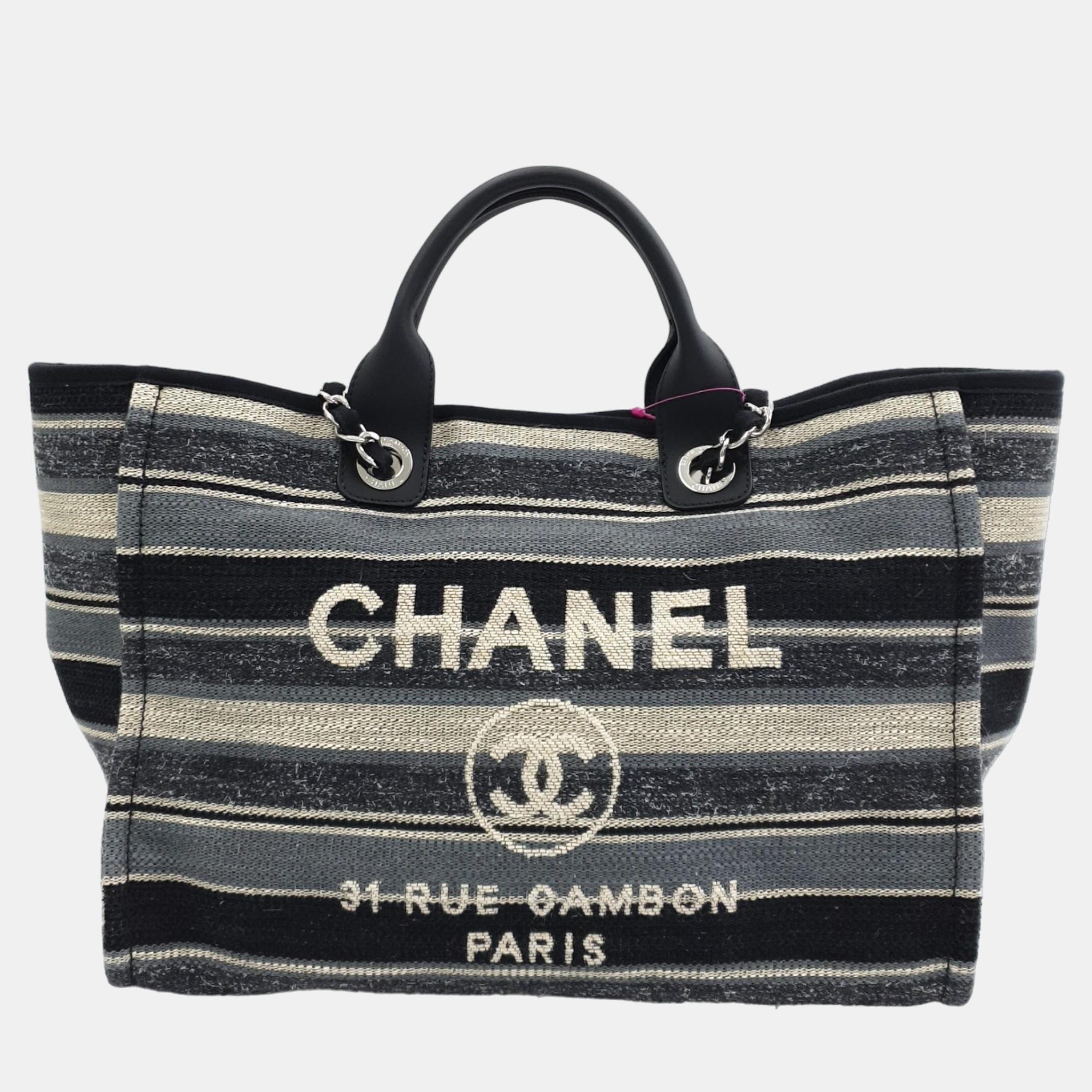 Chanel Grey Canvas Medium Deauville Tote Bag