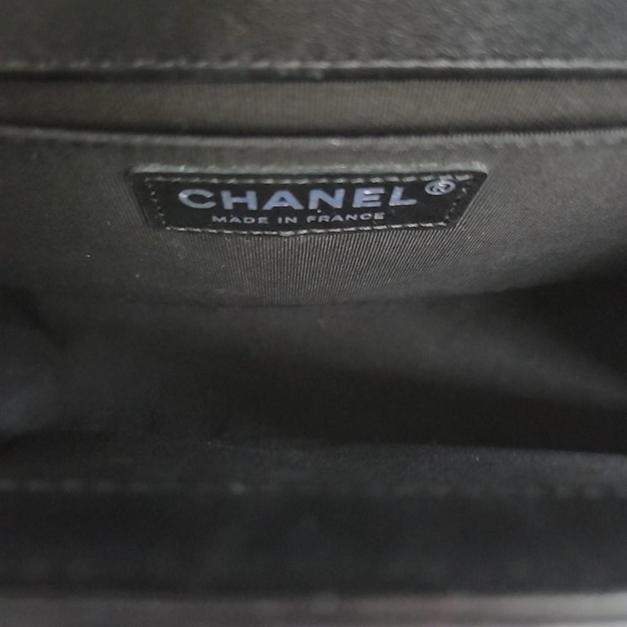 Chanel Black Lambskin Leather Perforated Medium Boy Shoulder Bag