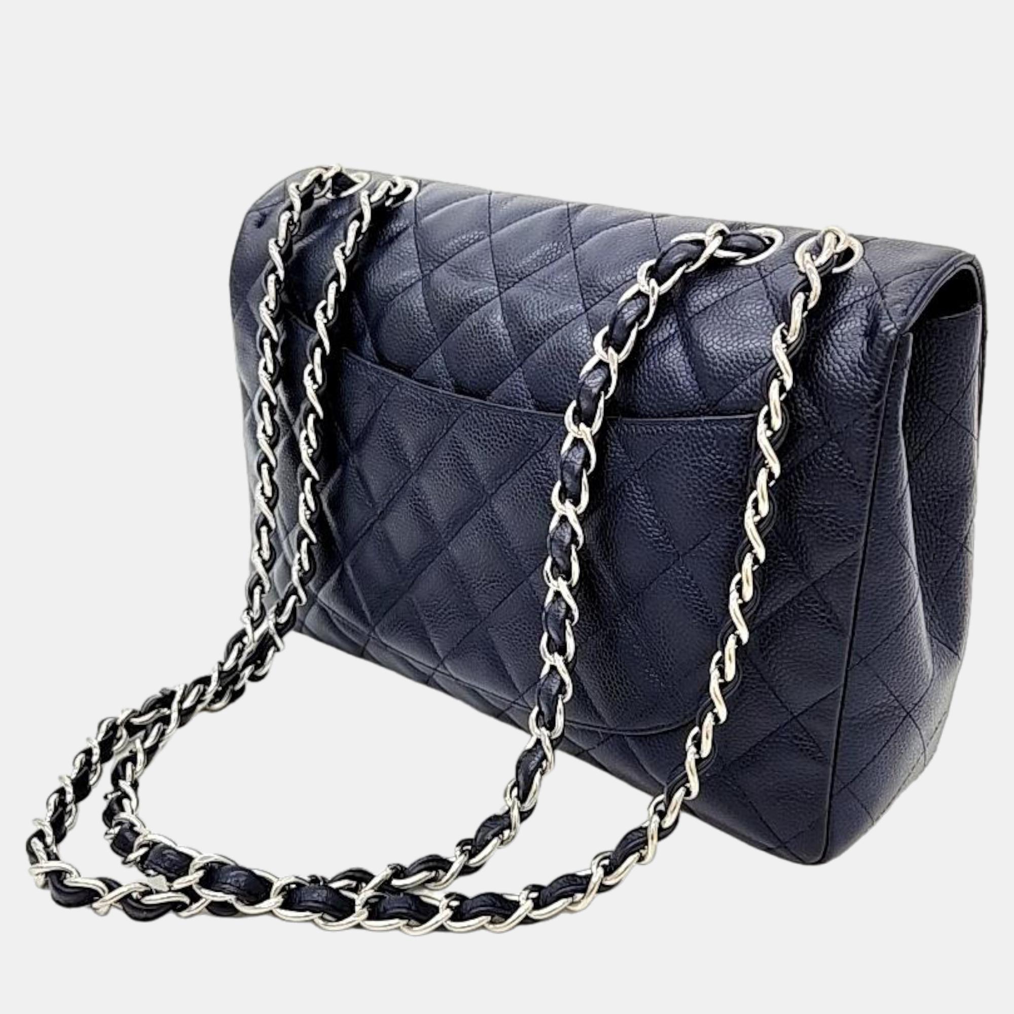 Chanel Black Caviar Leather Classic Double Flap Jumbo Bag
Chanel Black Caviar Leather Classic Double Flap Jumbo Bag