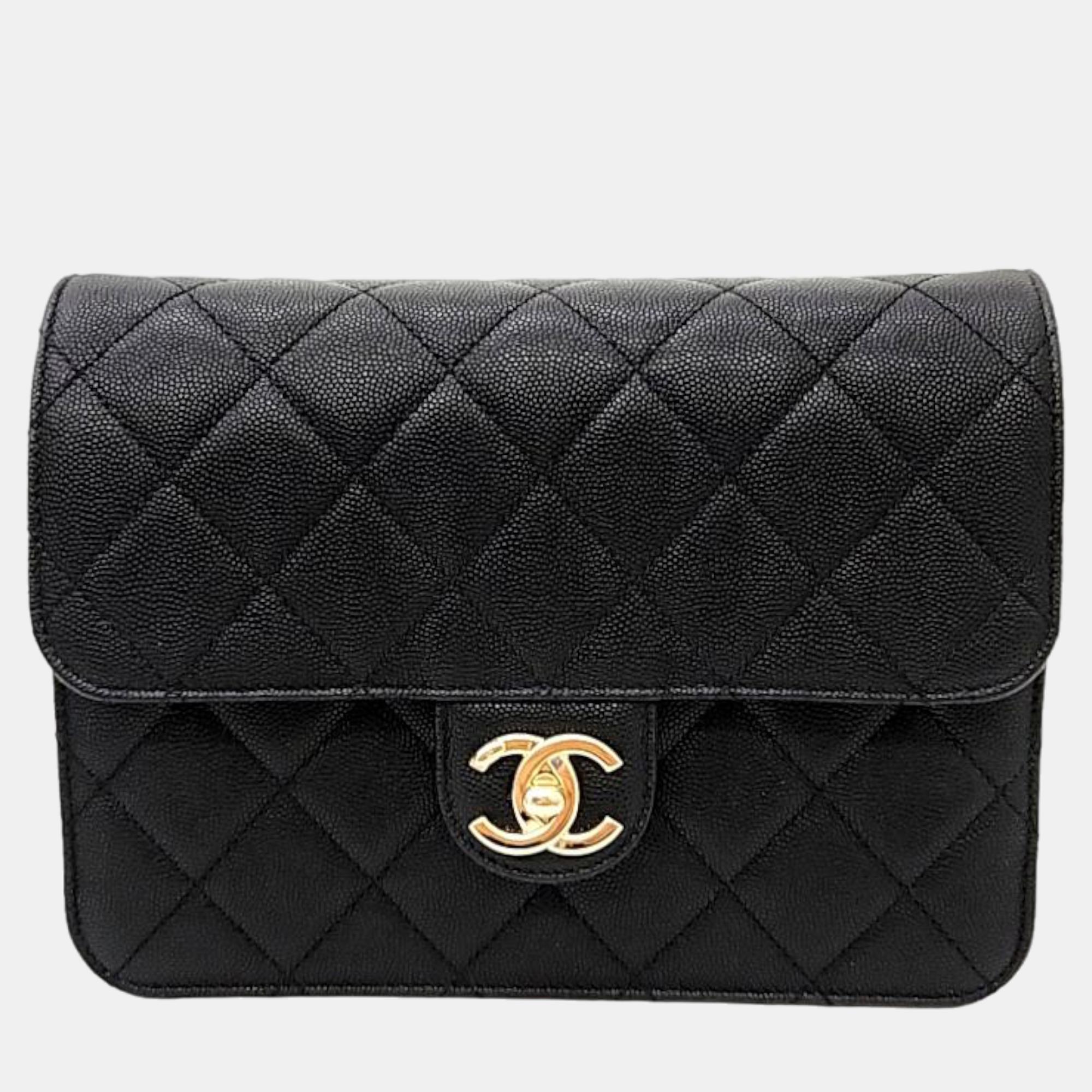 Chanel Black Leather Classic Single Flap Bag