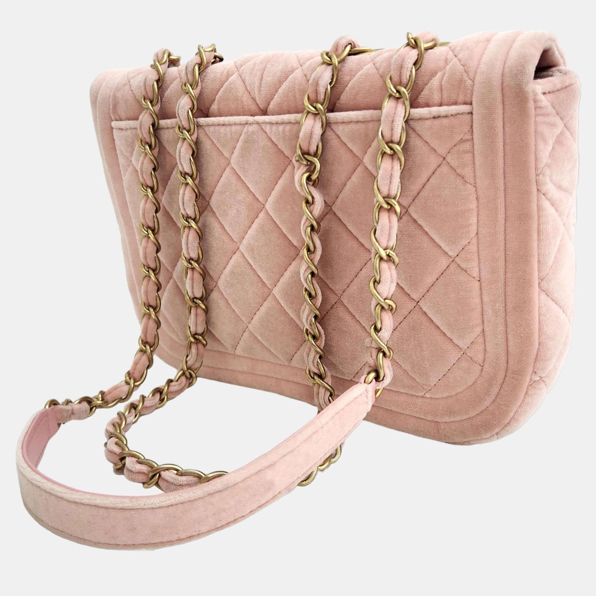 Chanel Pink Velvet Mini Flap Bag