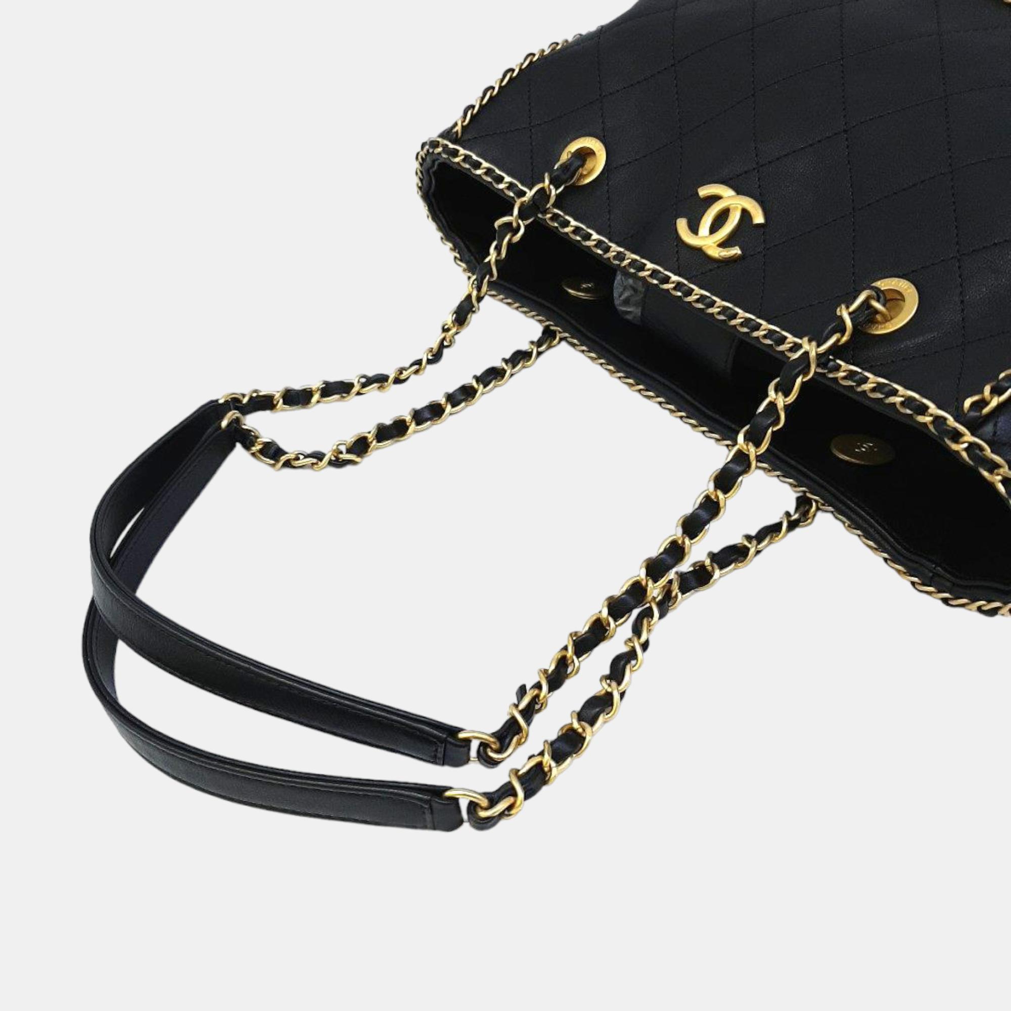 Chanel Black Leather Chain Around Shoulder Bag