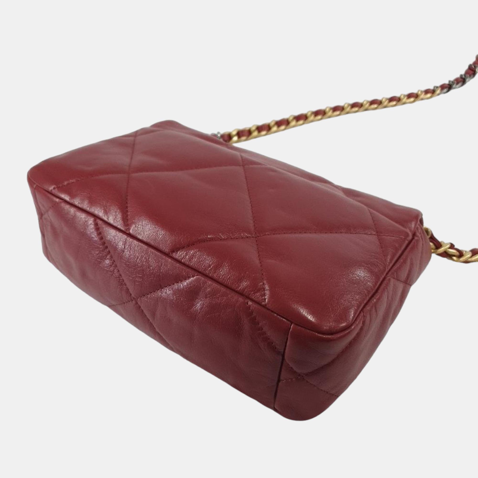 Chanel Black Patent Leather Large 19 Flap Shoulder Bag