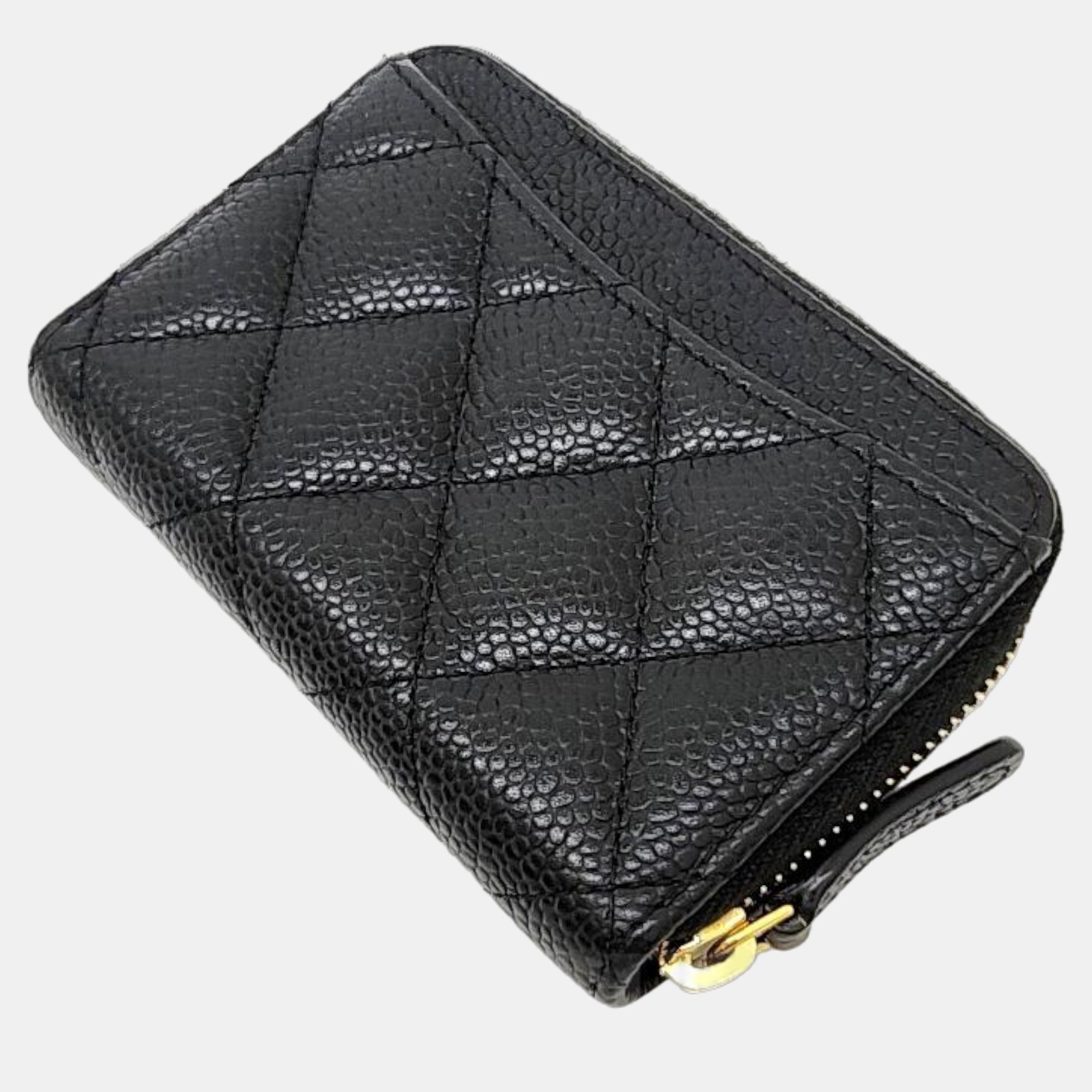 Chanel Black Caviar Leather Card Zip CC Wallet