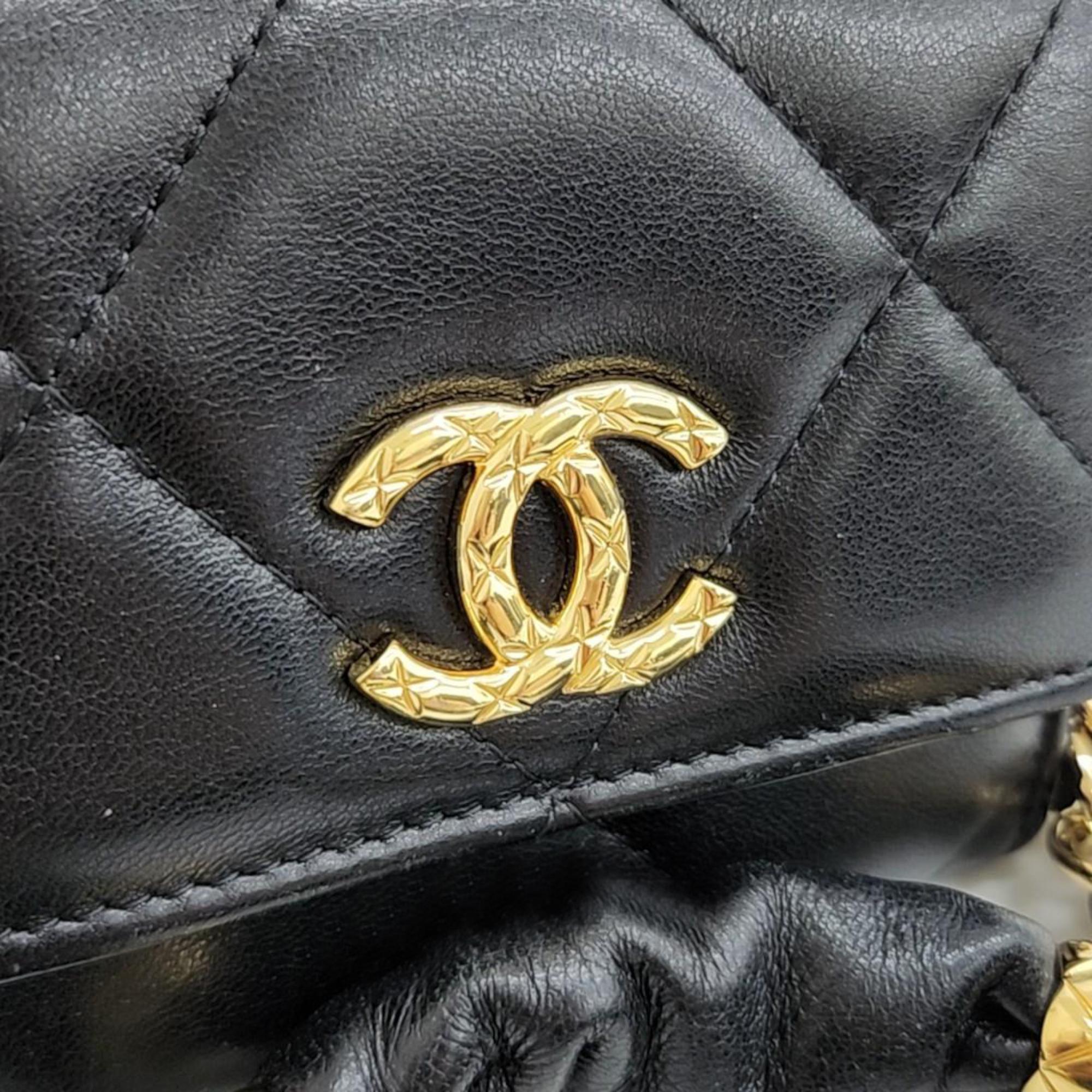 Chanel Black Leather Mini CC Wallet On Chain