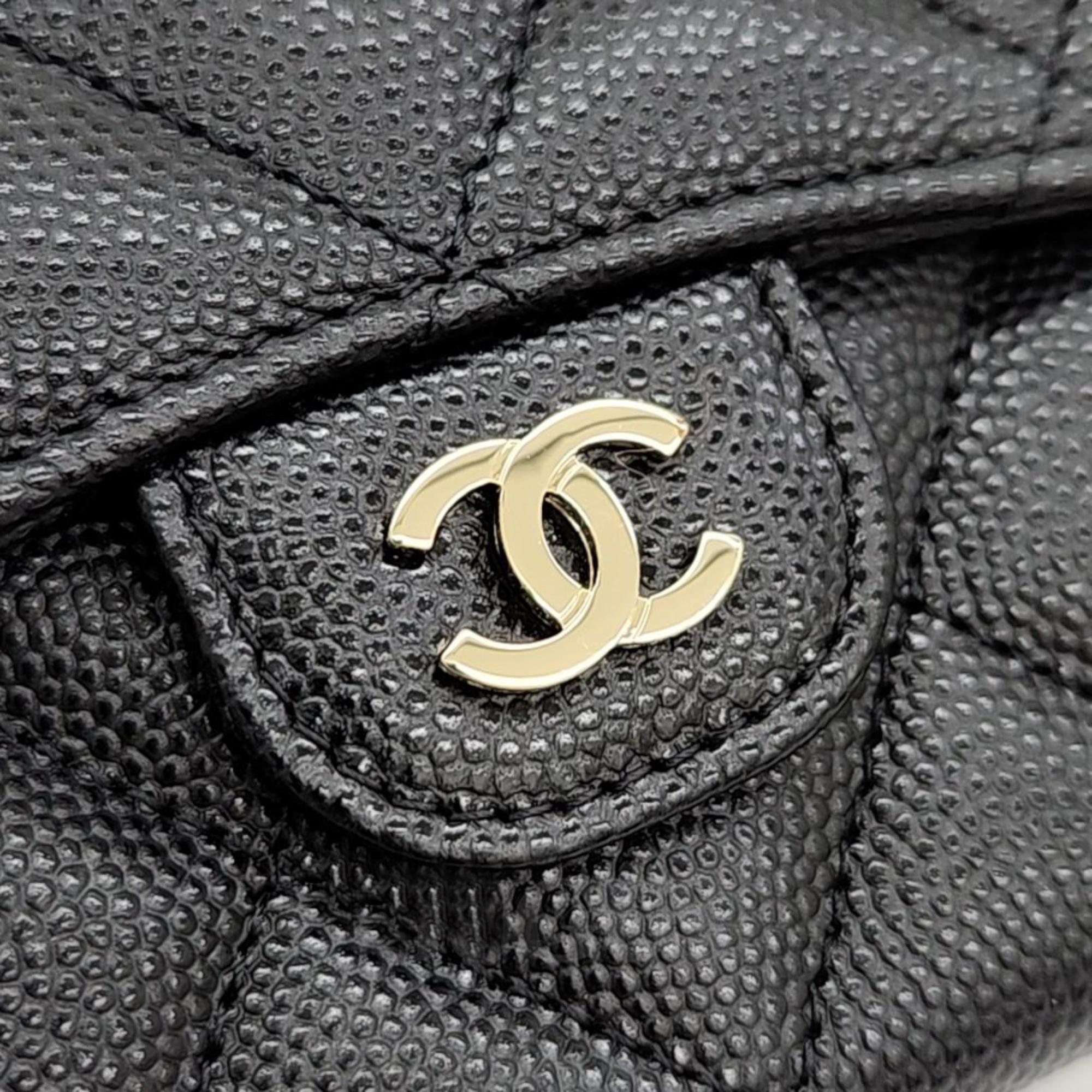Chanel Black Caviar Leather Mini Chain Flap CC Wallet