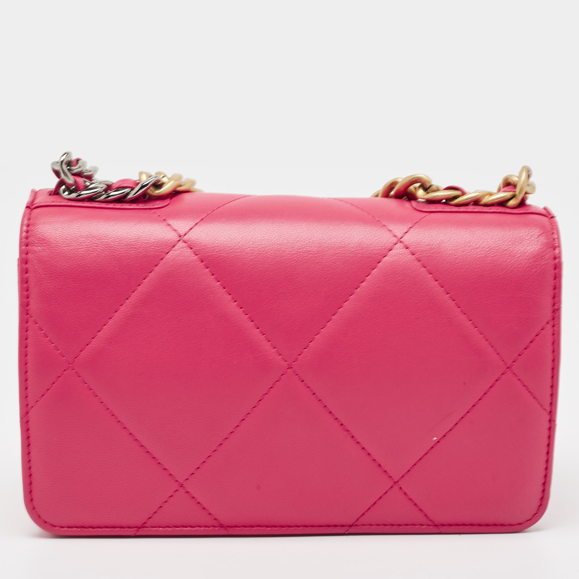 Chanel Pink Quilted Leather Chanel 19 Wallet On Chain