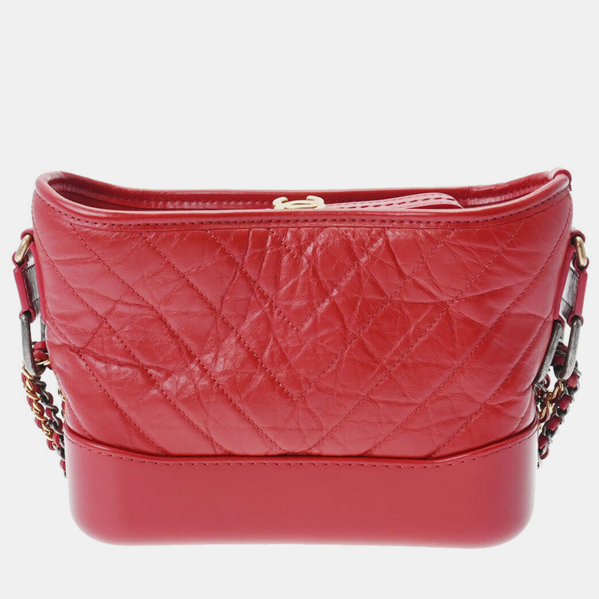 Chanel red leather small gabrielle shoulder bags