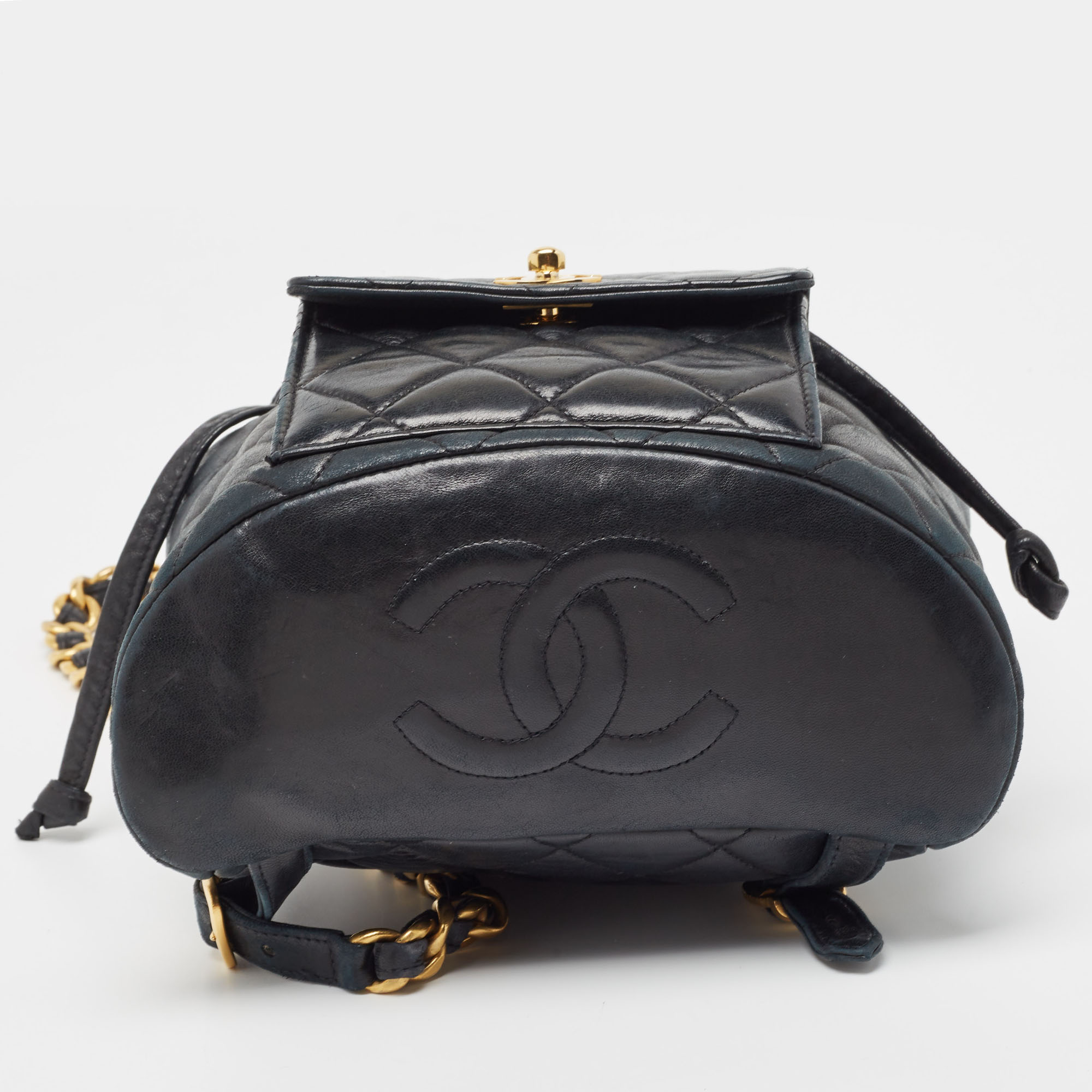 Chanel Black Quilted Leather Vintage Duma Backpack