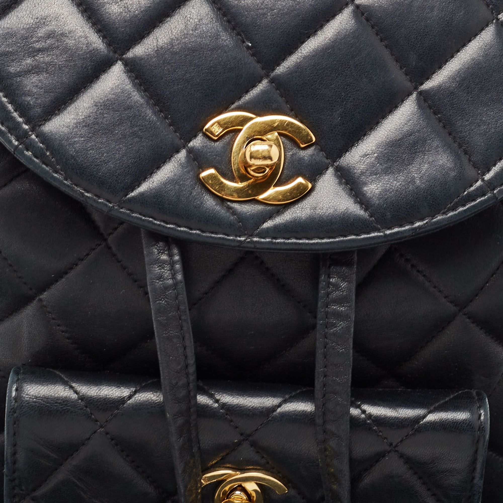 Chanel Black Quilted Leather Vintage Duma Backpack