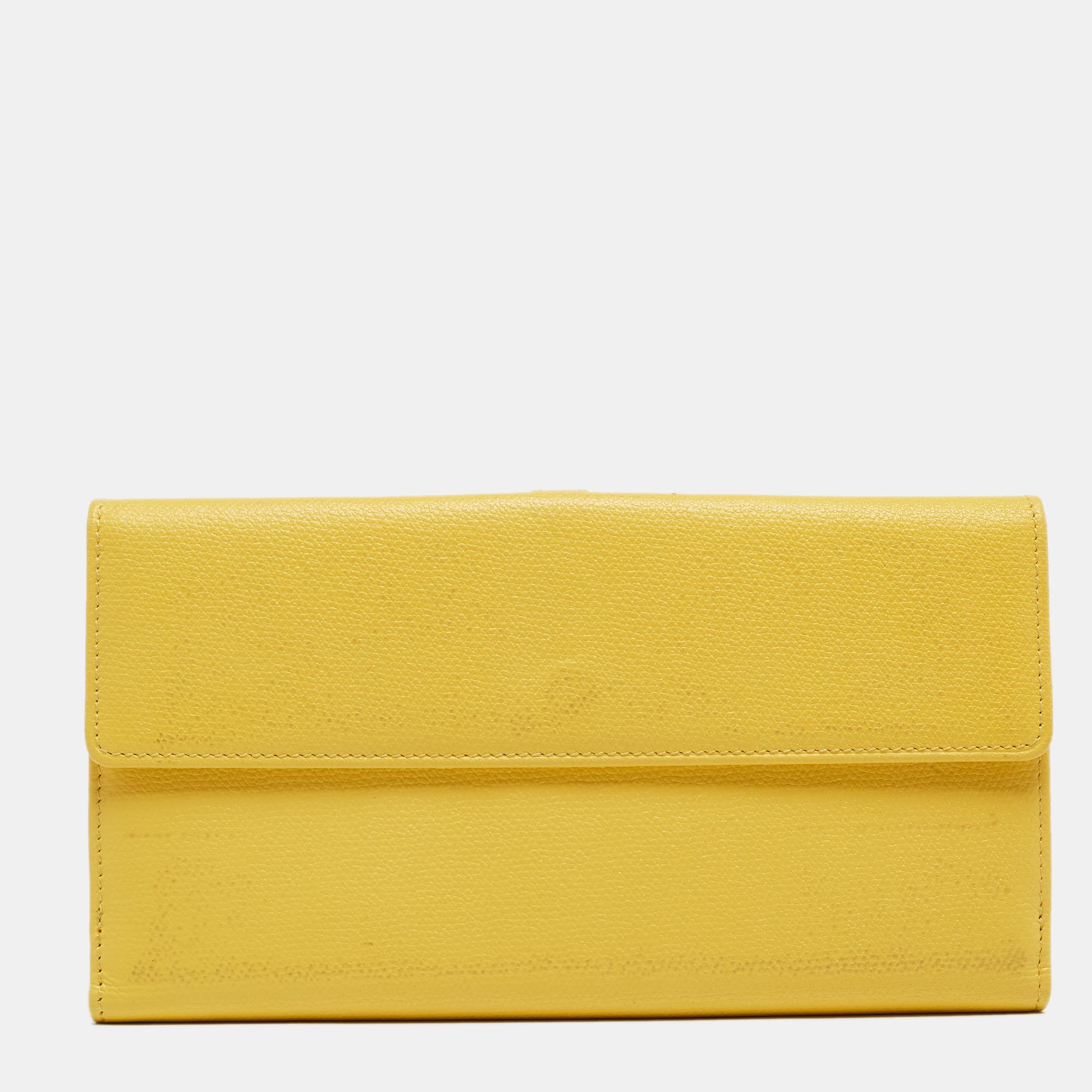 Chanel Yellow Leather CC Flap French Continental Wallet
