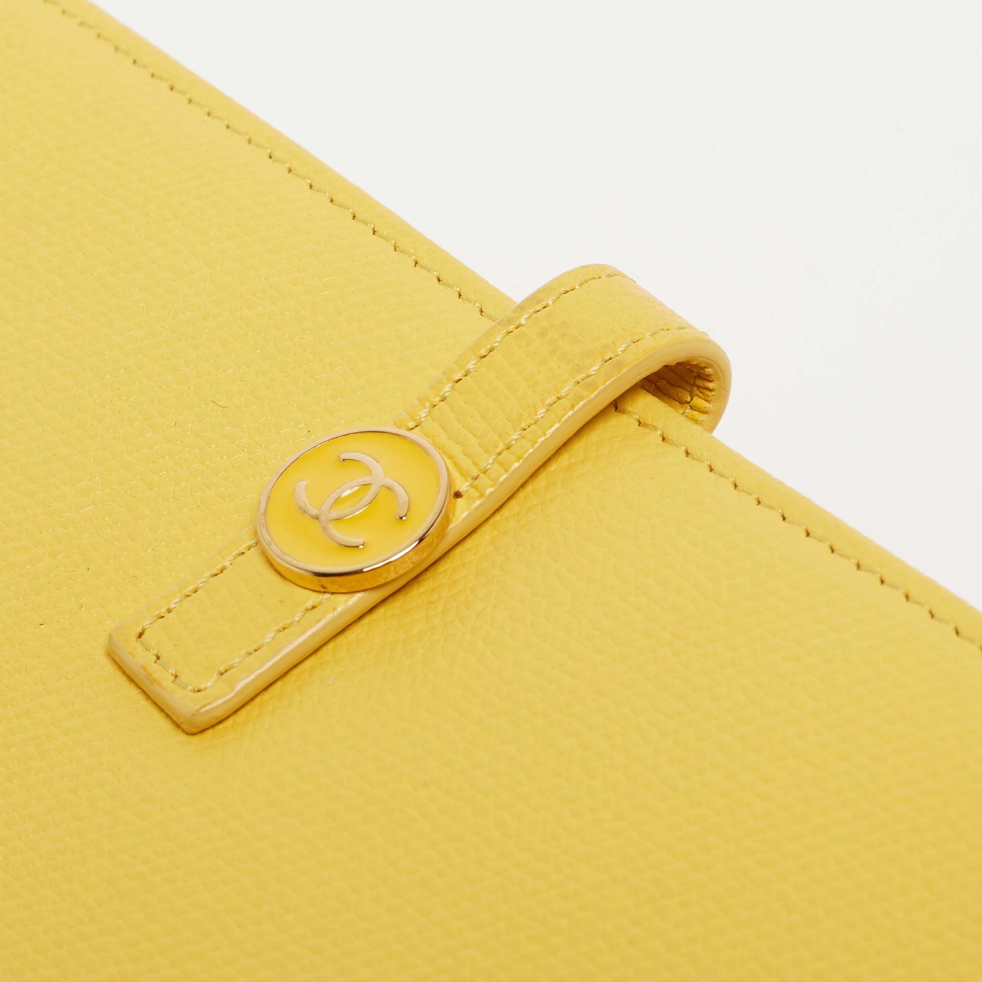 Chanel Yellow Leather CC Flap French Continental Wallet