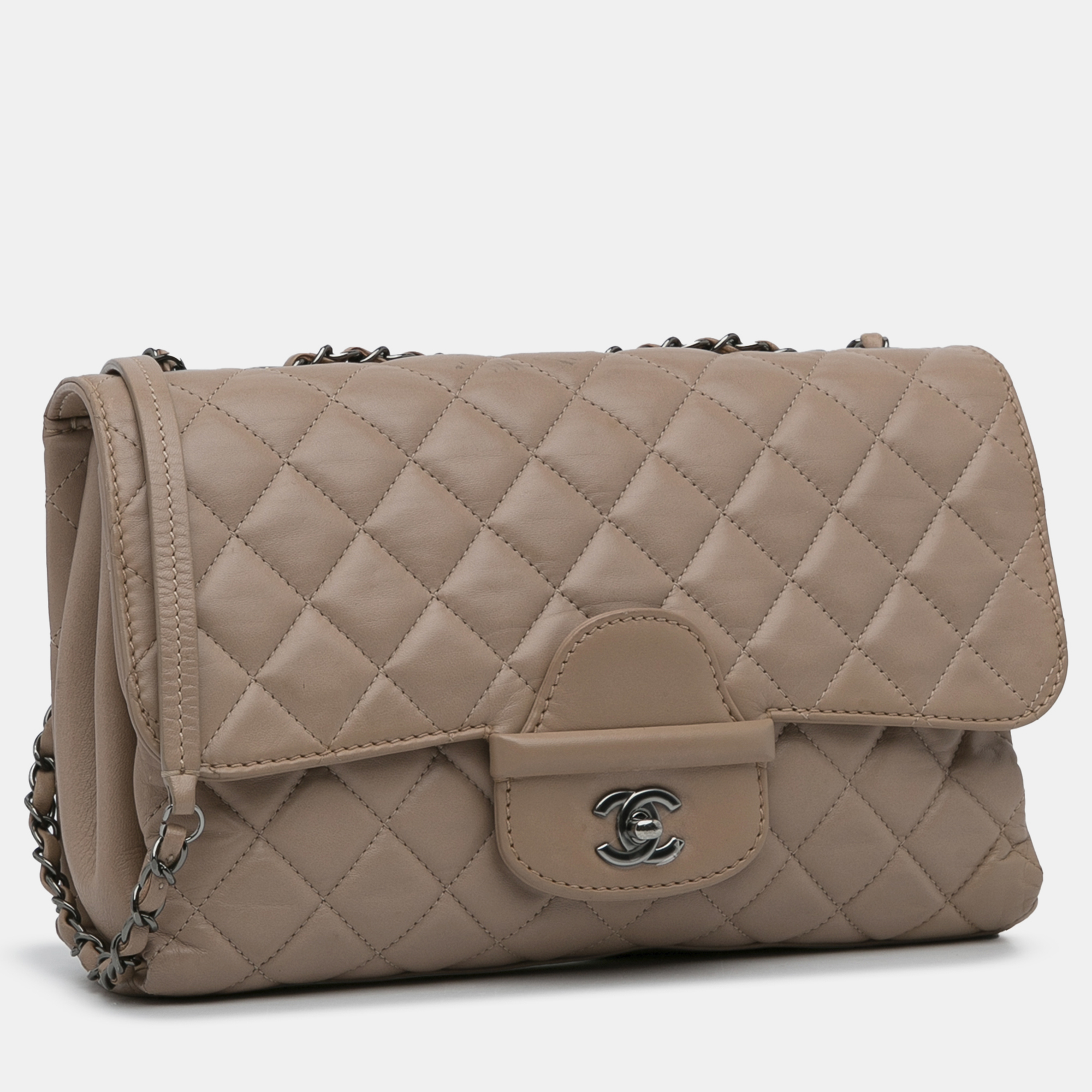 Chanel Beige CC Turnlock Quilted Flap Bag