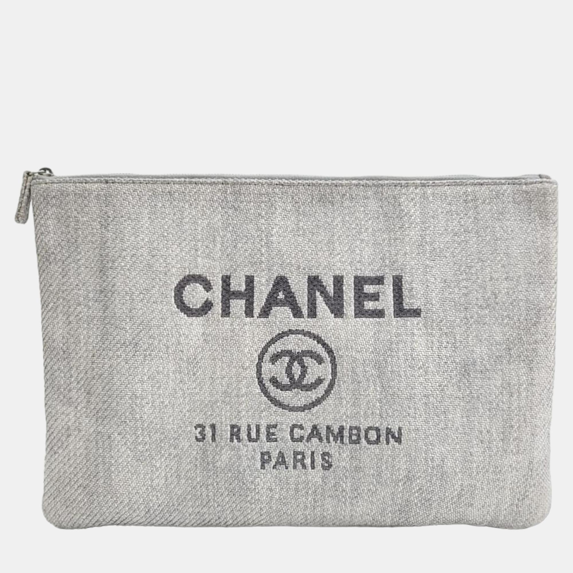 Chanel Denim Deauville Large Clutch Bag