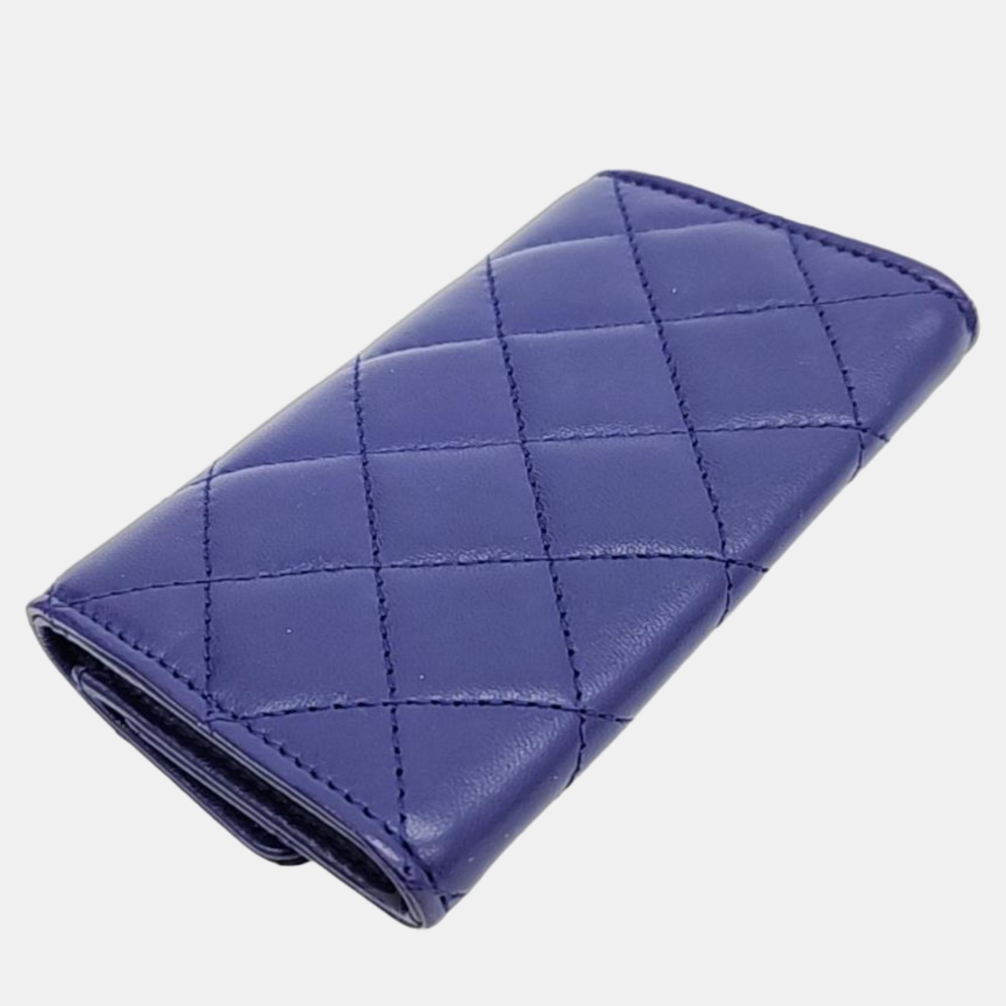 Chanel Blue Lambskin Card Wallet