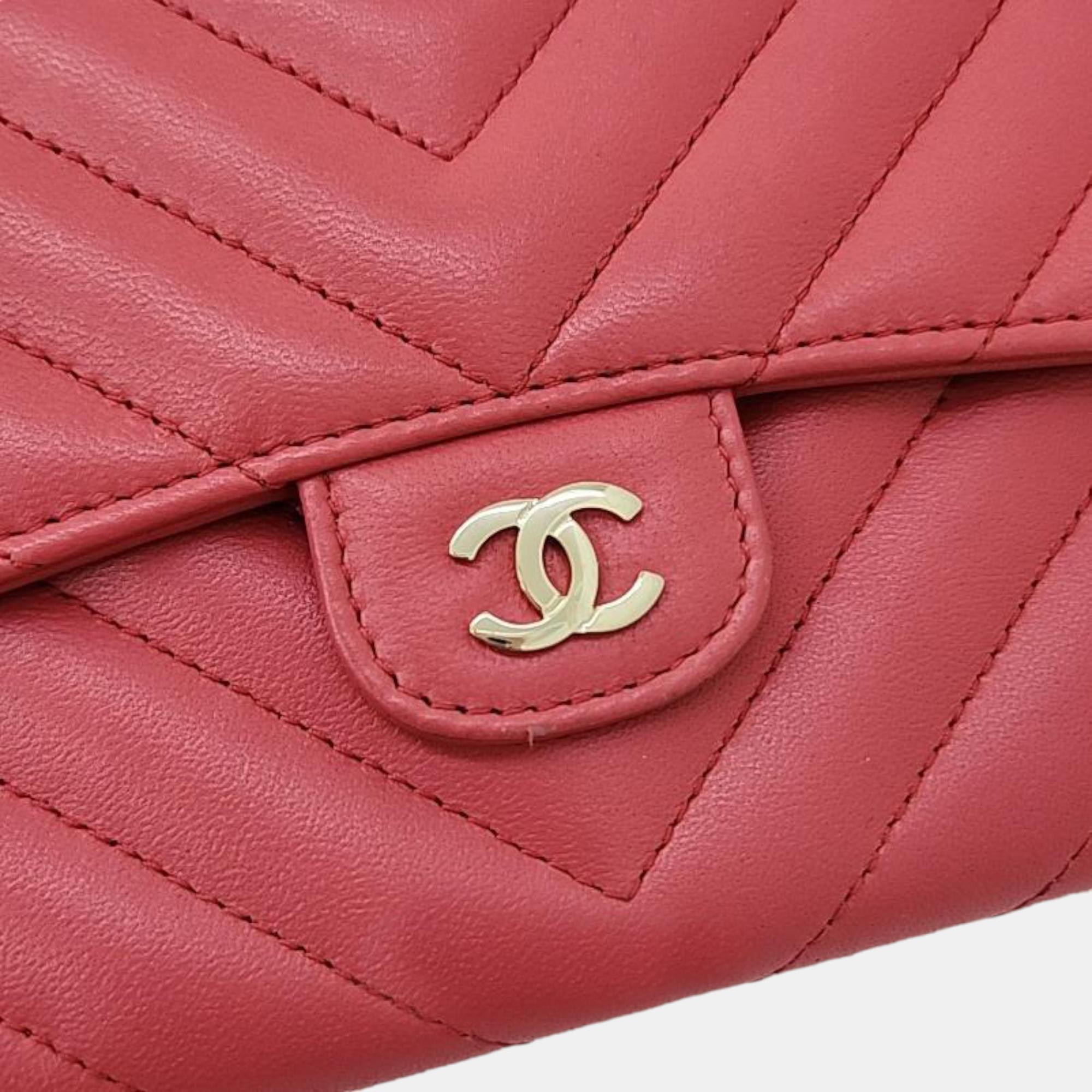 Chanel Pink Chevron Long Wallet