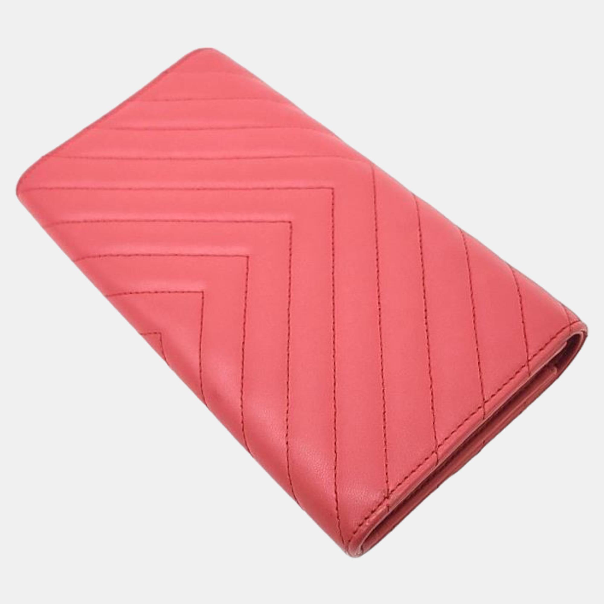 Chanel Pink Chevron Long Wallet