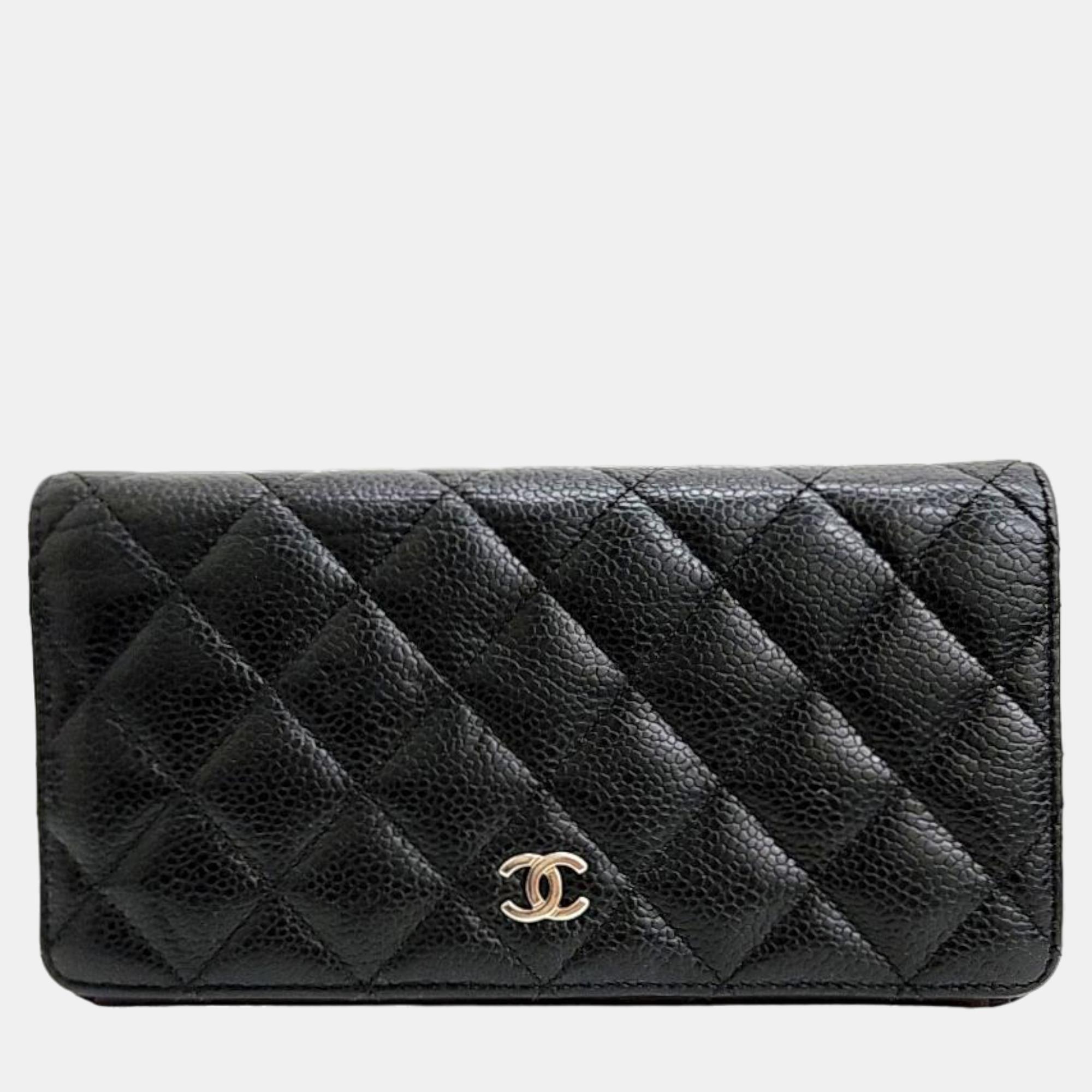 

Chanel Black caviar long wallet