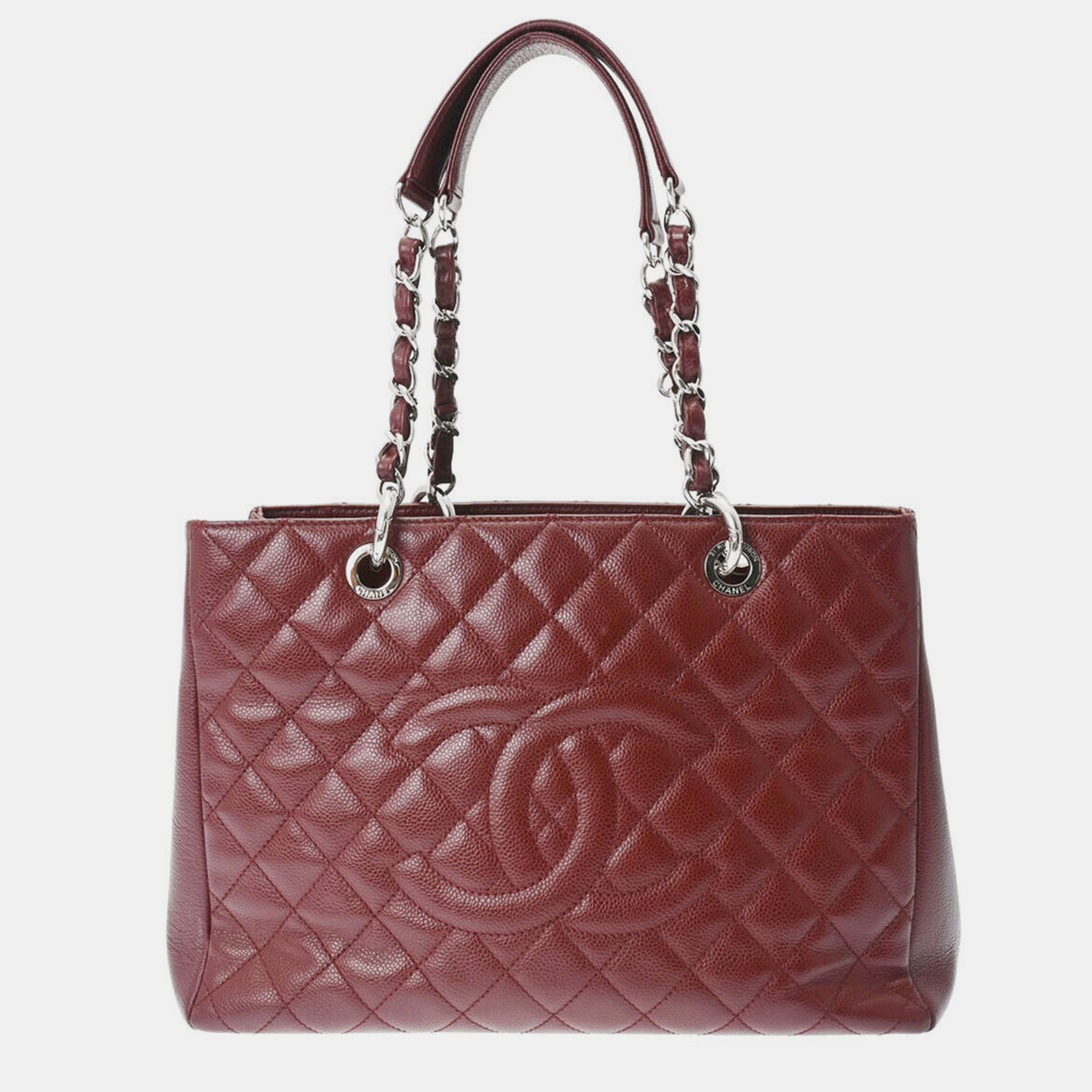 Chanel red caviar leather xl gst totes