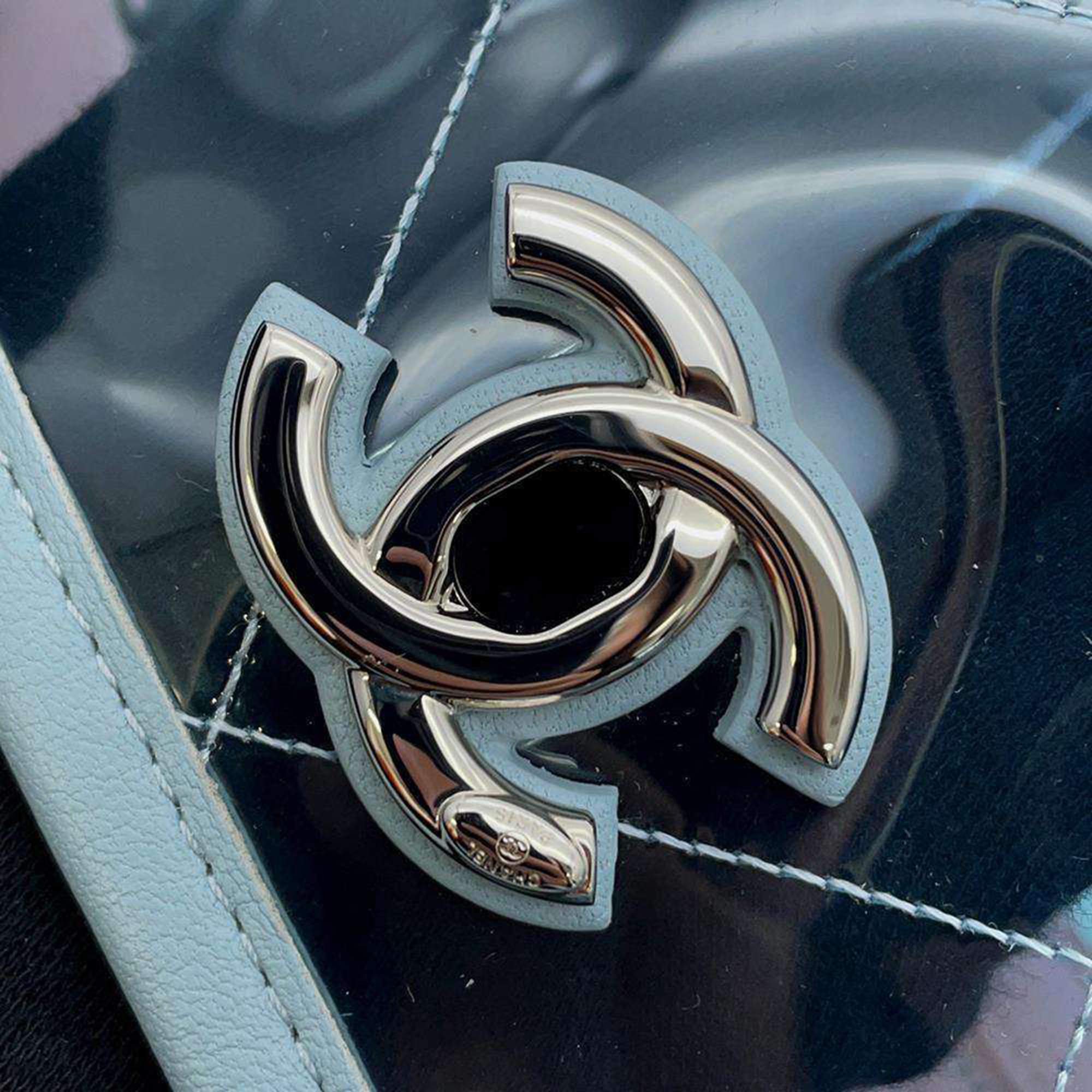 Chanel Blue Leather And PVC Coco Splash Tote Bag