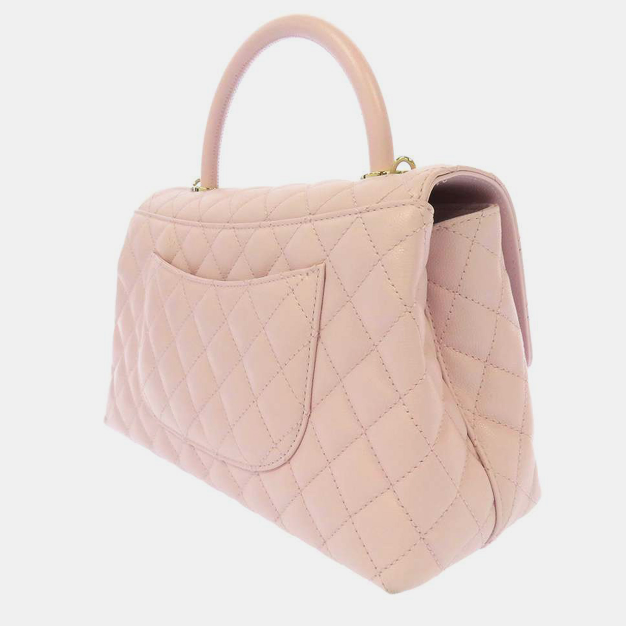 Chanel Pink Leather Medium Coco Top Handle Bag