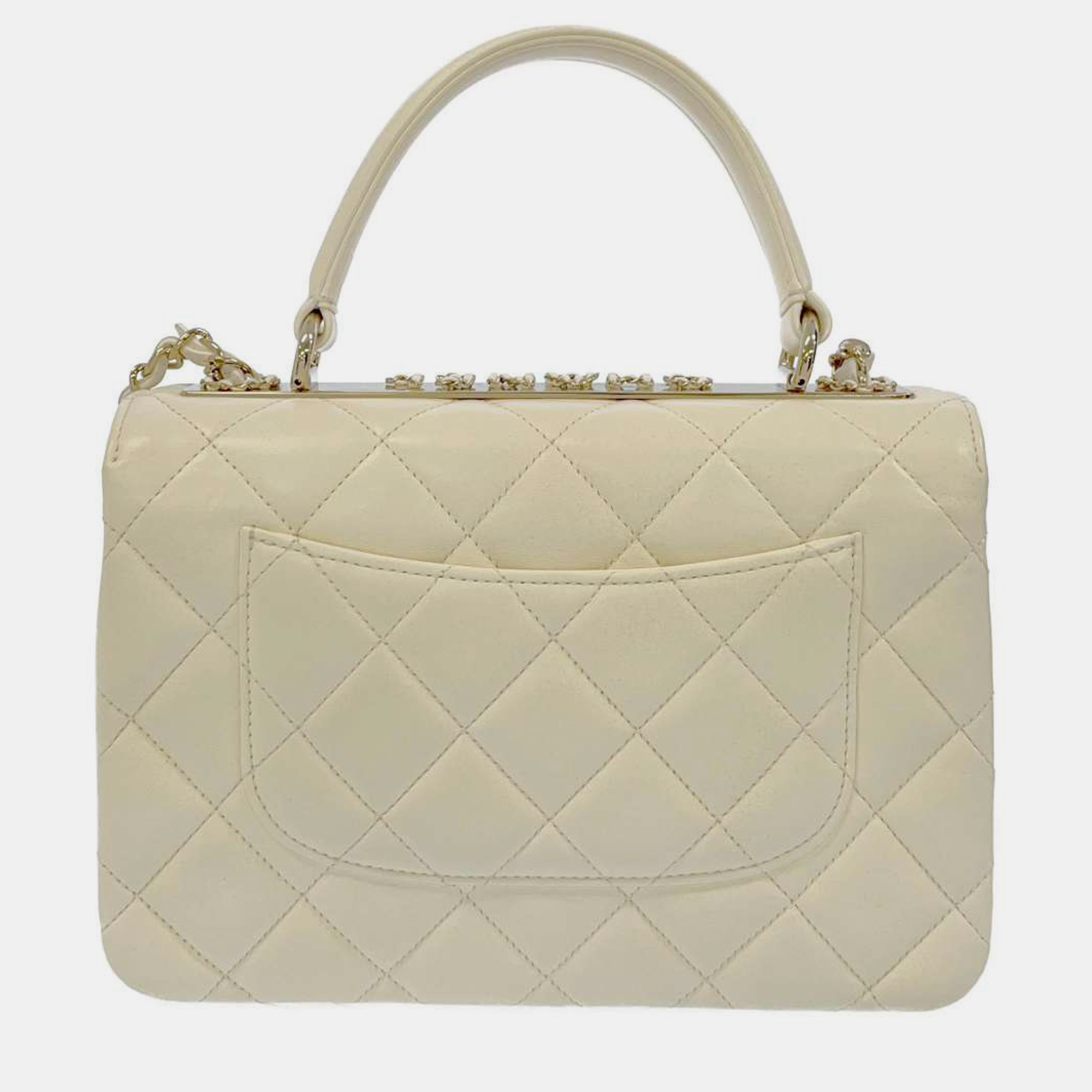 Chanel White Leather Small Trendy CC Shoulder Bag
