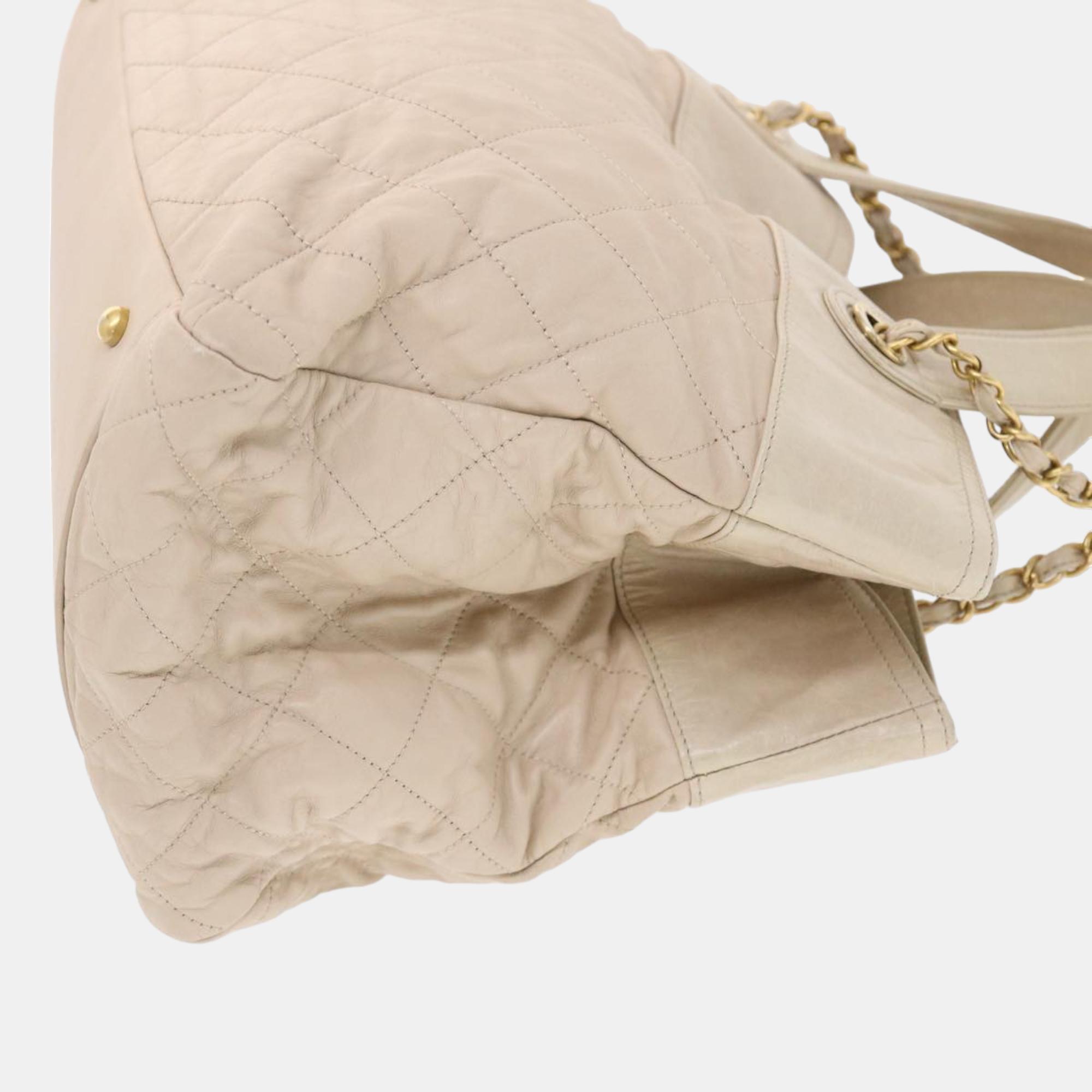 Chanel Beige Leather CC Bag