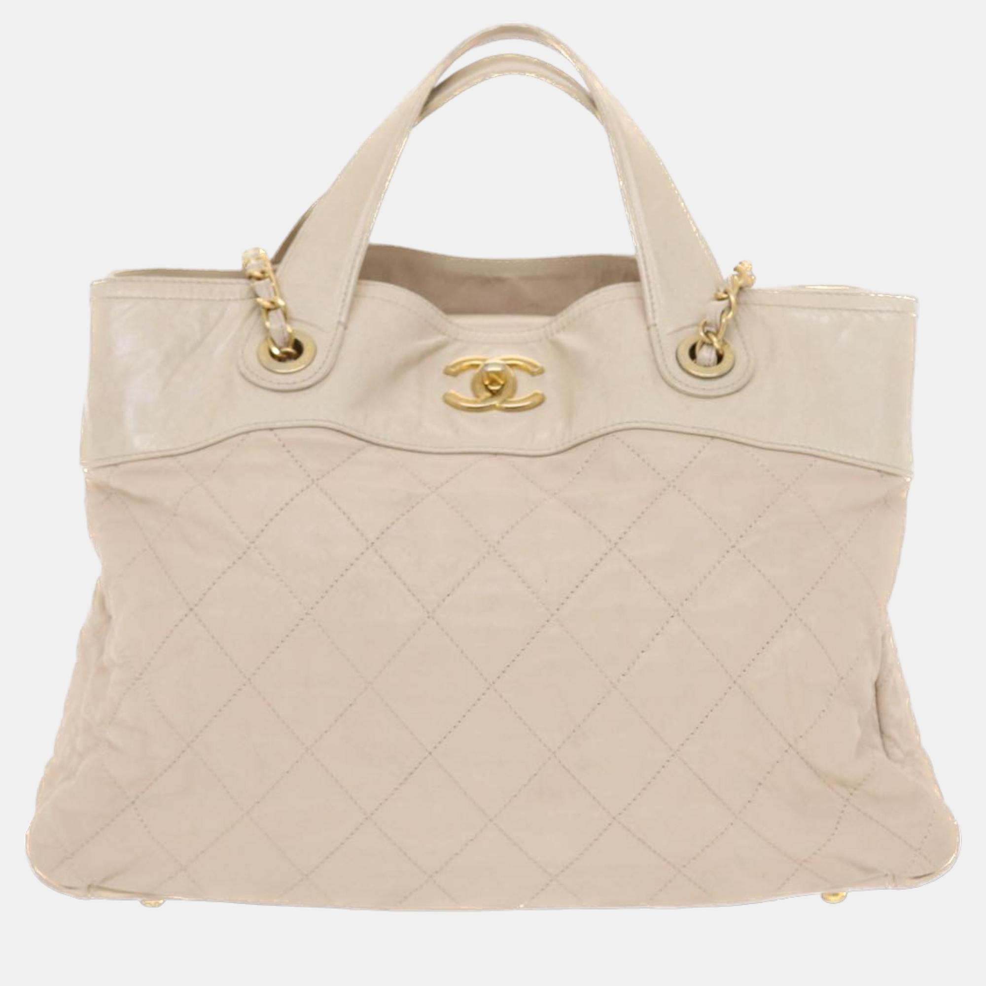 Chanel Beige Leather CC Bag