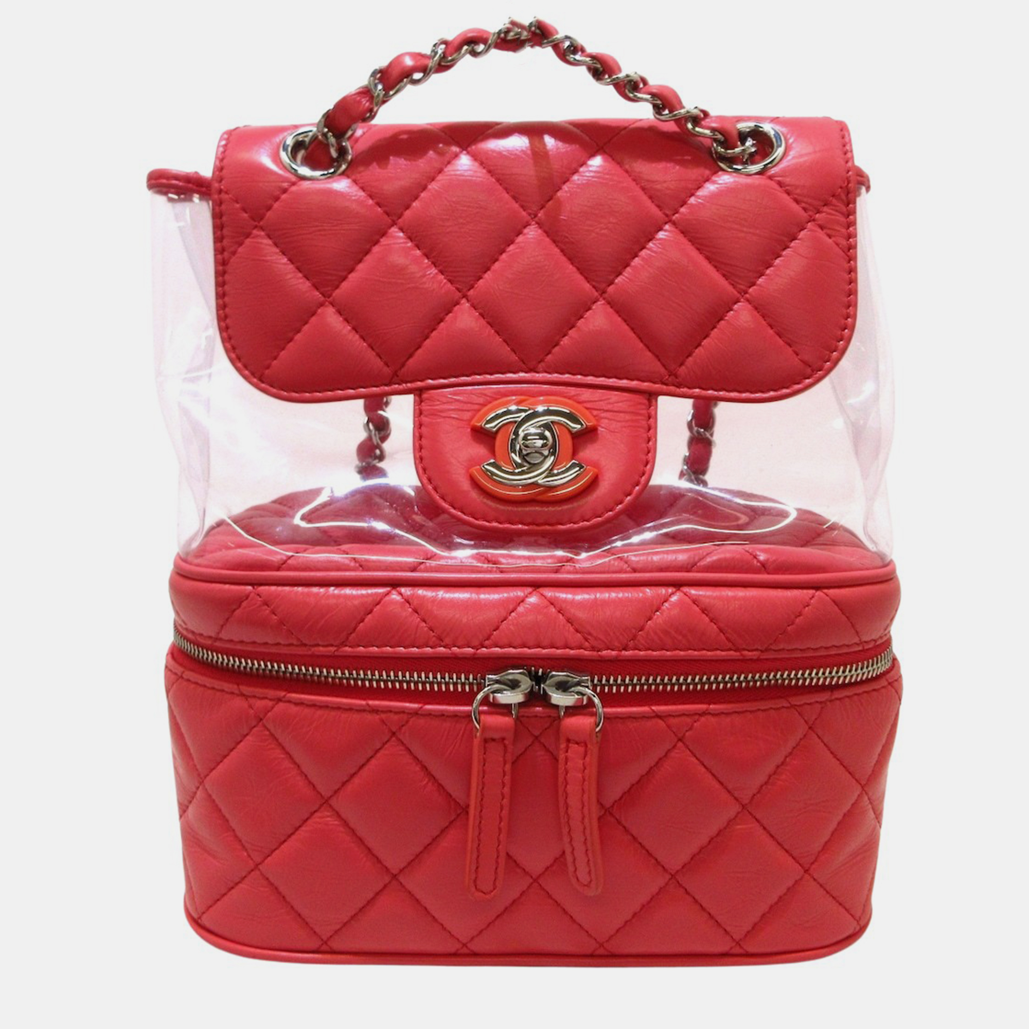 Chanel Red Leather CC Backpack Bag