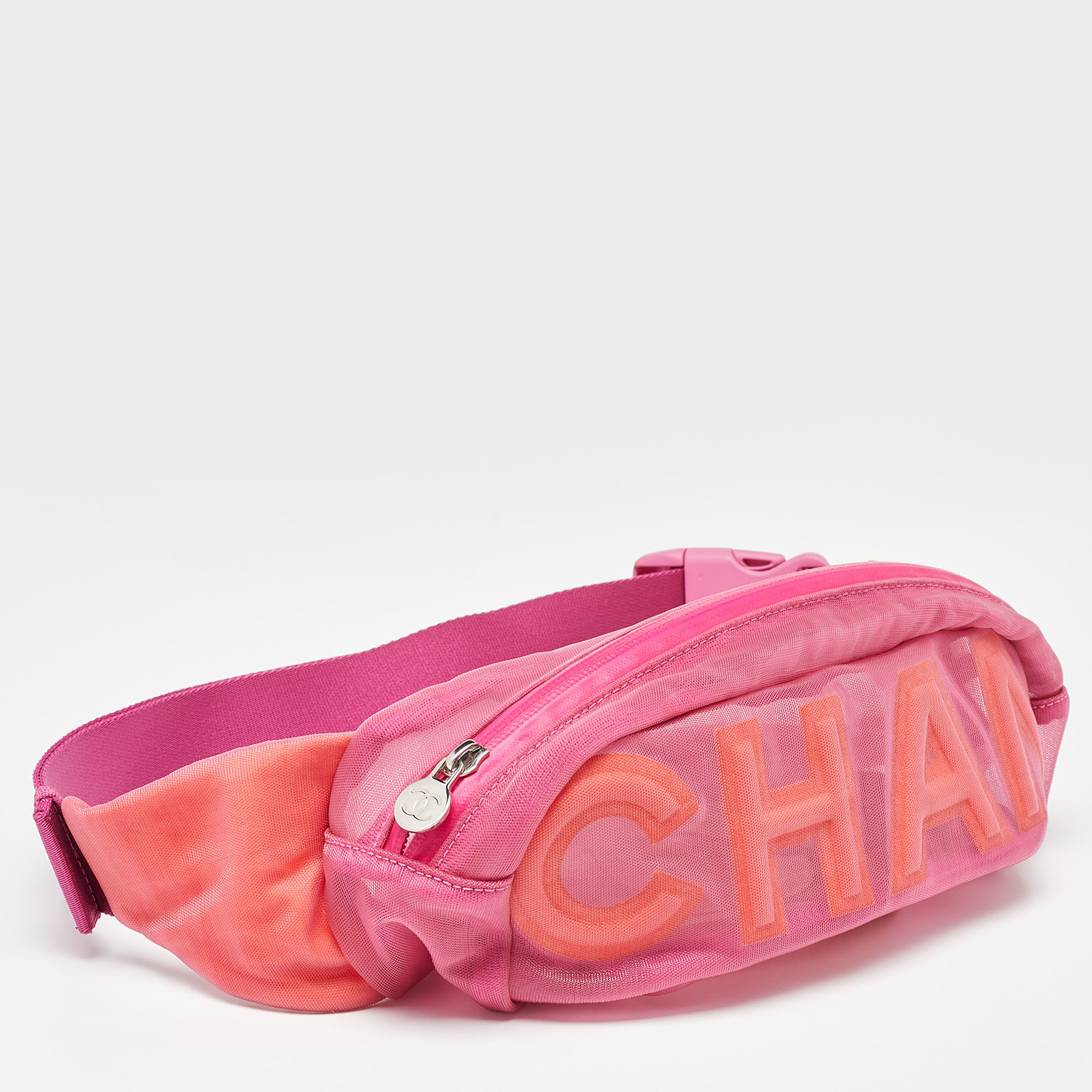 Chanel Pink Mesh And Fabric CC Belt Bag