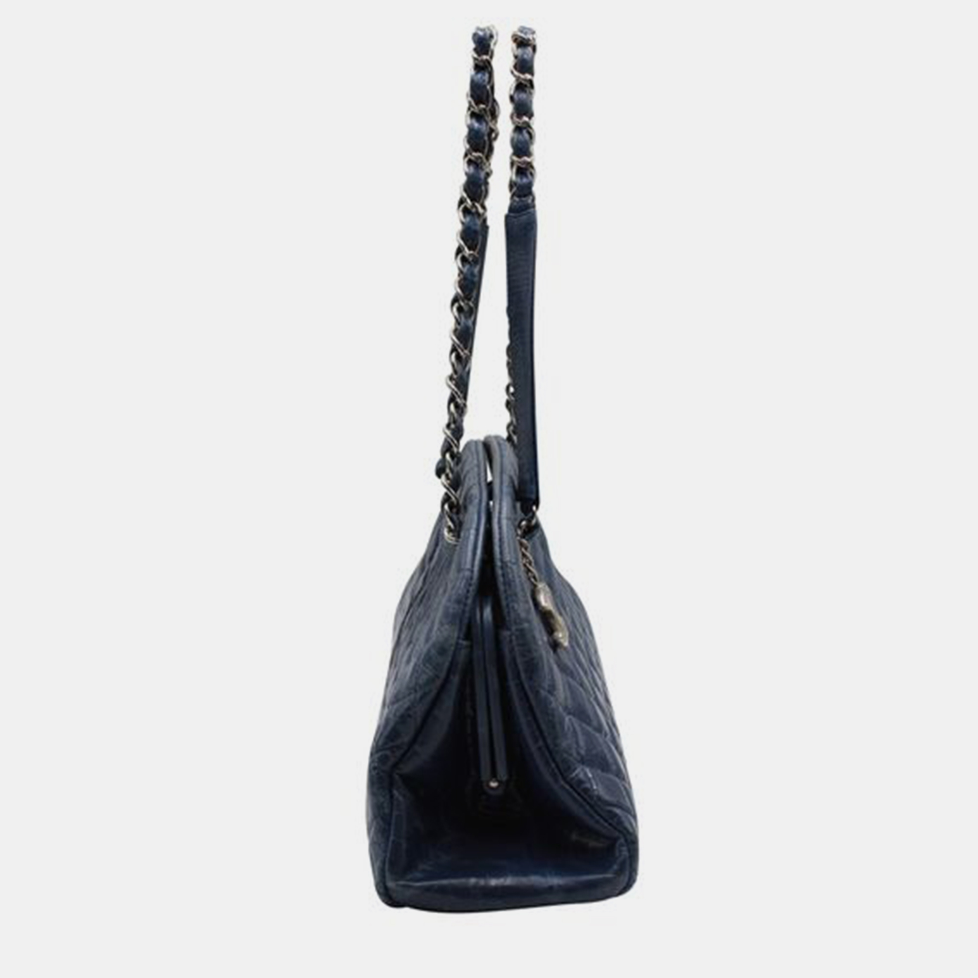 CHANEL Dark Blue Quilted Mademoiselle Leather Bag 2011 SHOULDER BAGS