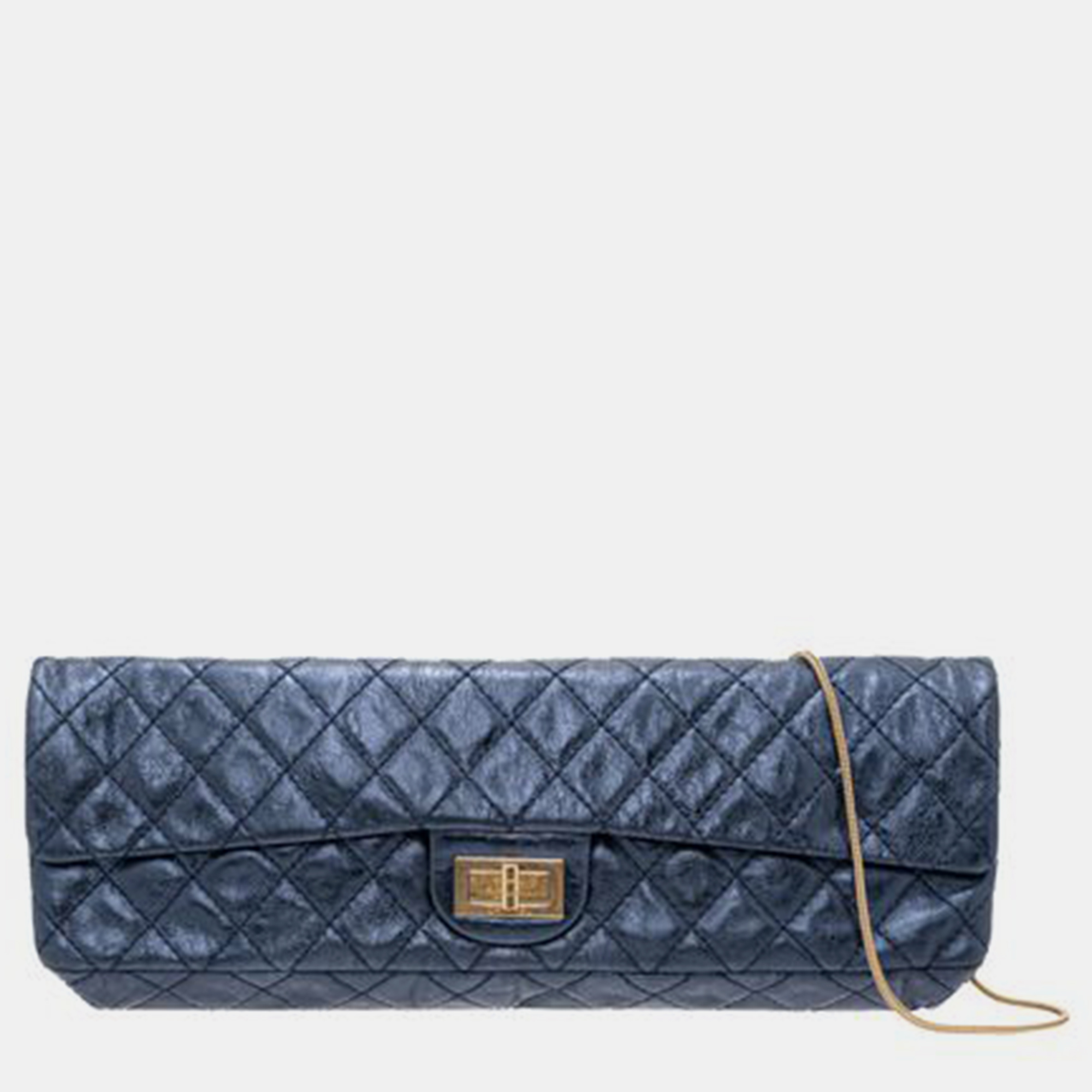 CHANEL East West Metallic Blue Quilted Leather SHOULDER BAGS