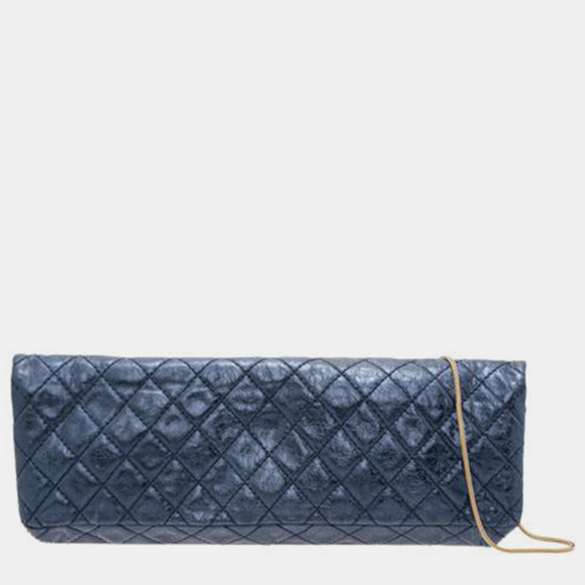 CHANEL East West Metallic Blue Quilted Leather SHOULDER BAGS