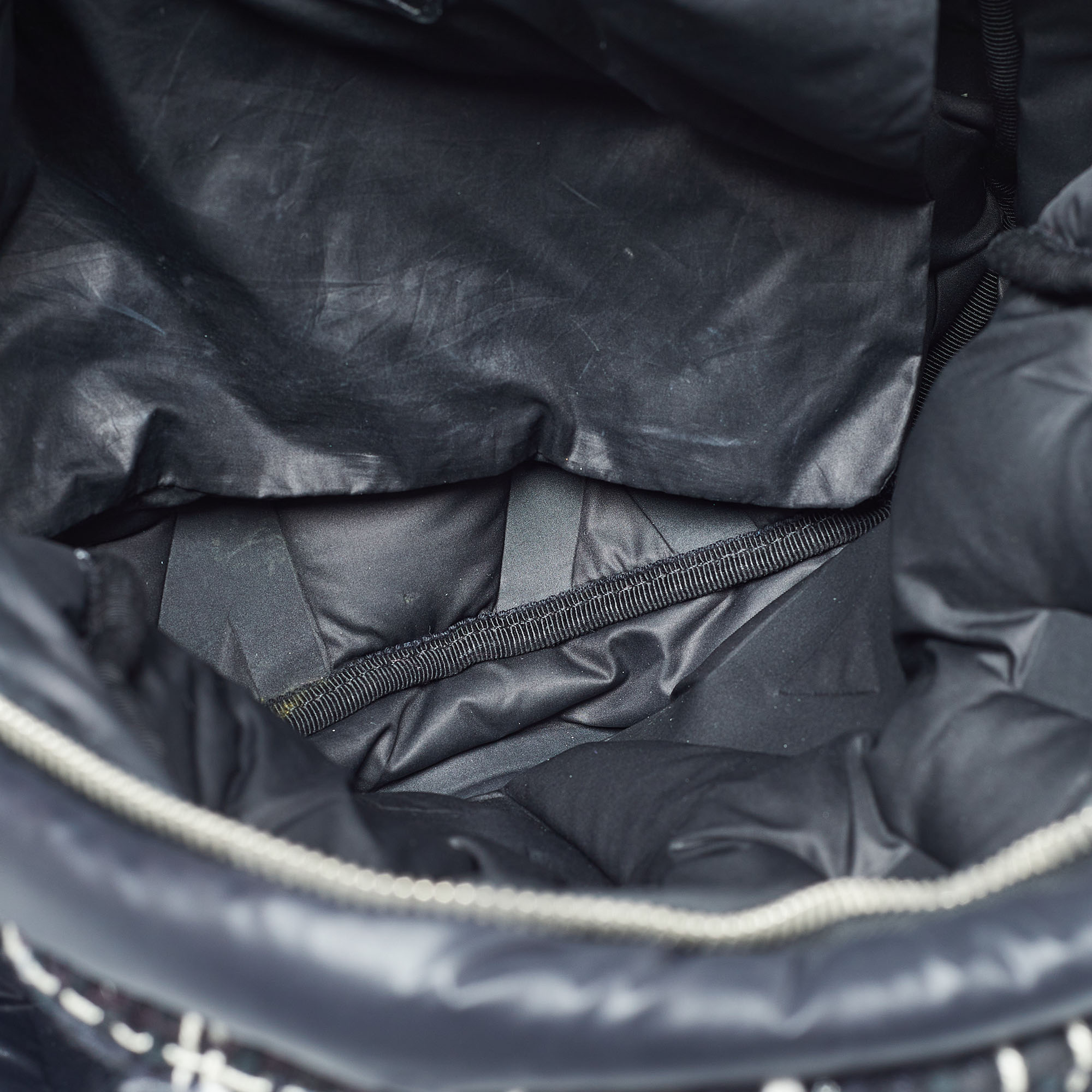 Chanel Black Nylon And Tweed Doudoune Backpack