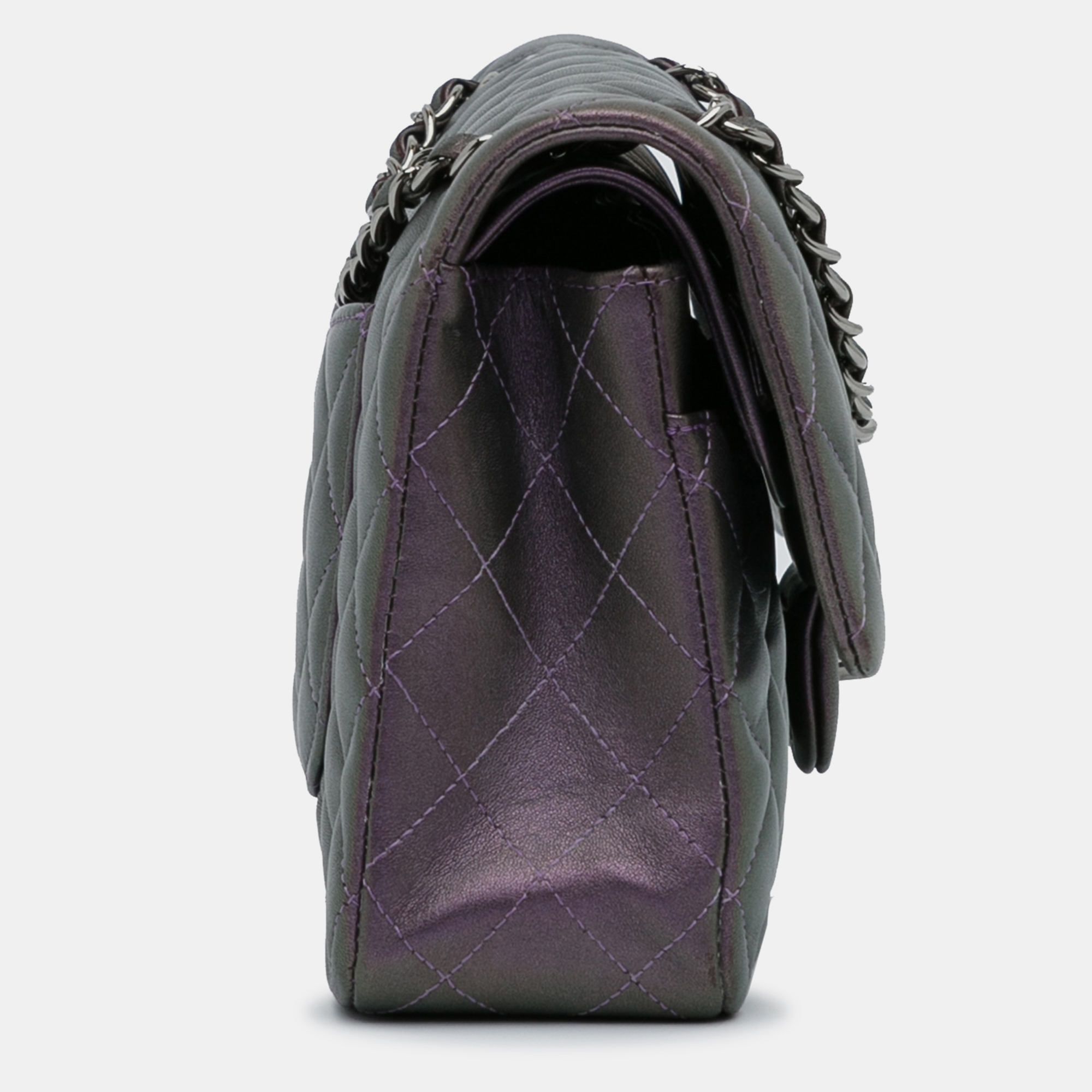 Chanel Purple Medium Classic Iridescent Lambskin Double Flap